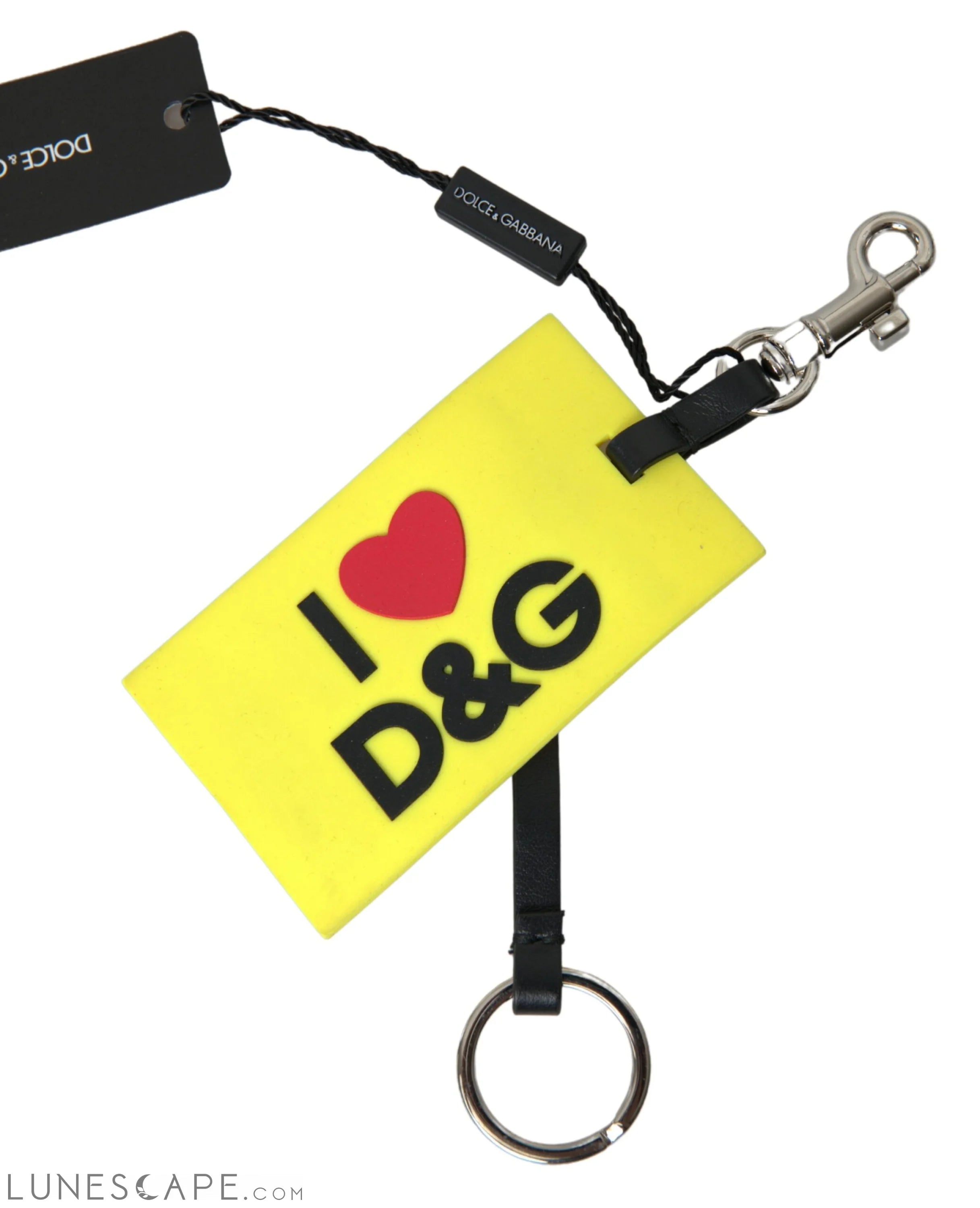 Dolce & Gabbana Chic Yellow Keyring with Logo Hardware LUNESCAPE