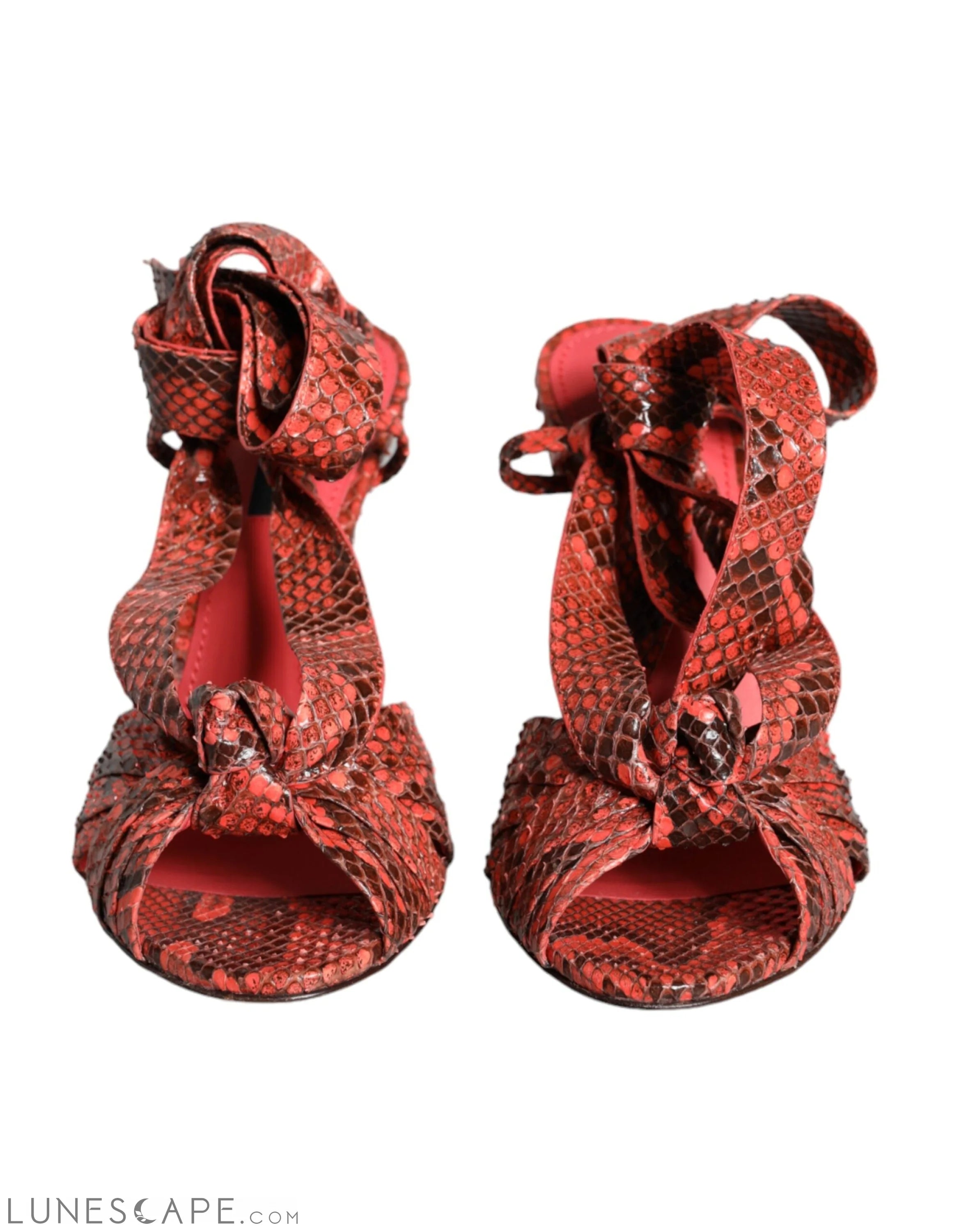 Dolce & Gabbana Coral Exotic Leather Heels Sandals Shoes LUNESCAPE