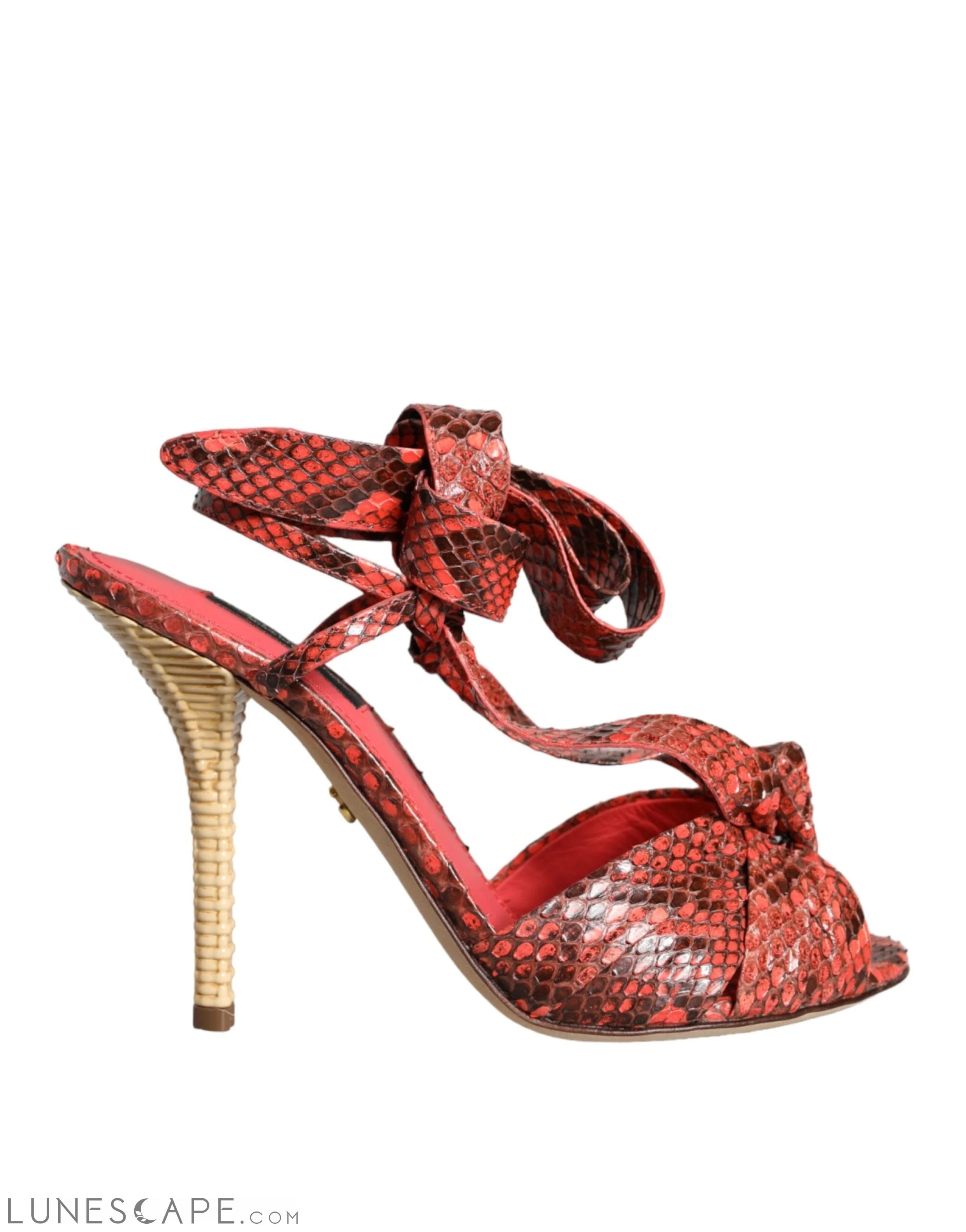 Dolce & Gabbana Coral Exotic Leather Heels Sandals Shoes LUNESCAPE