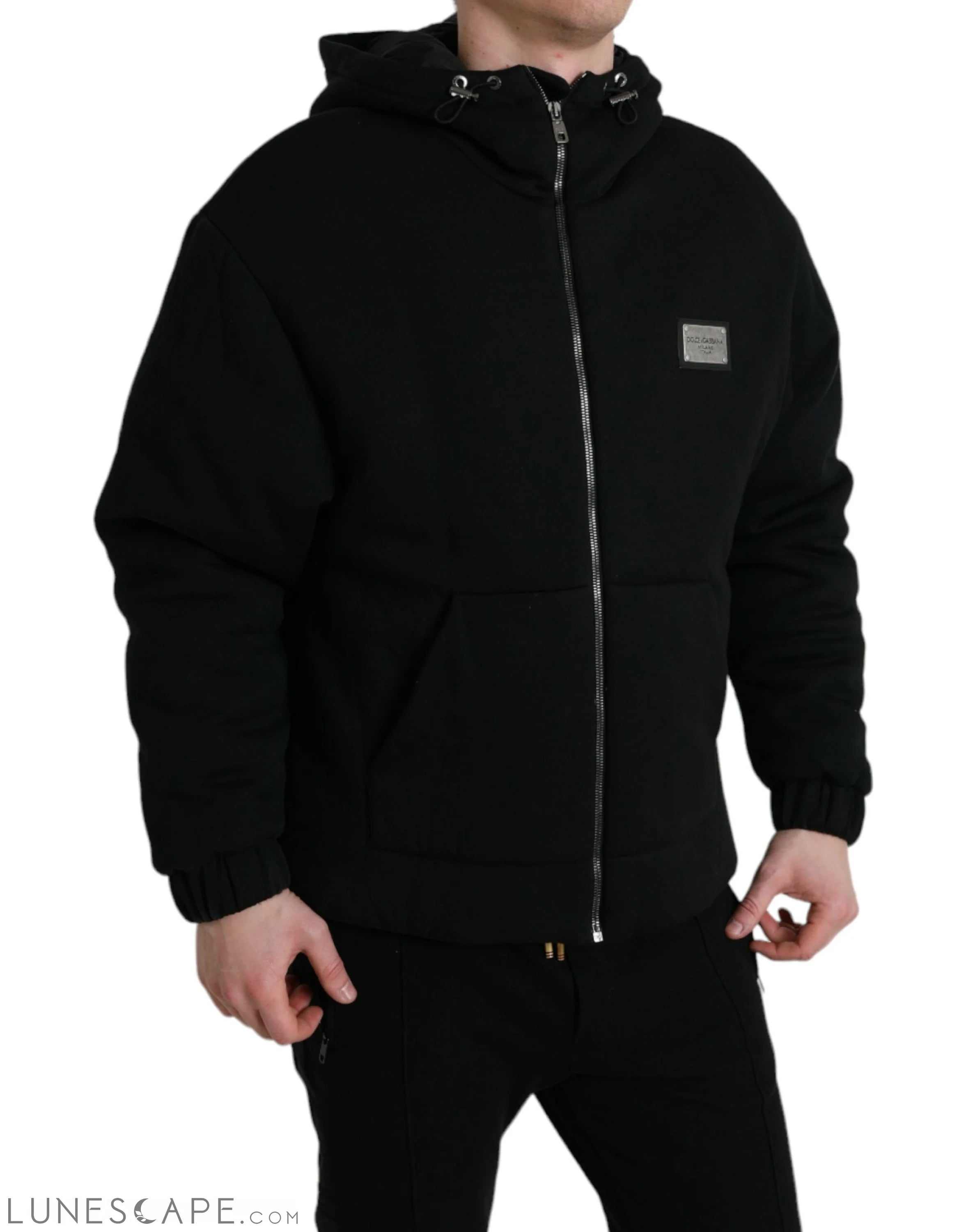 Dolce & Gabbana Elegant Black Bomber Jacket with Hood LUNESCAPE