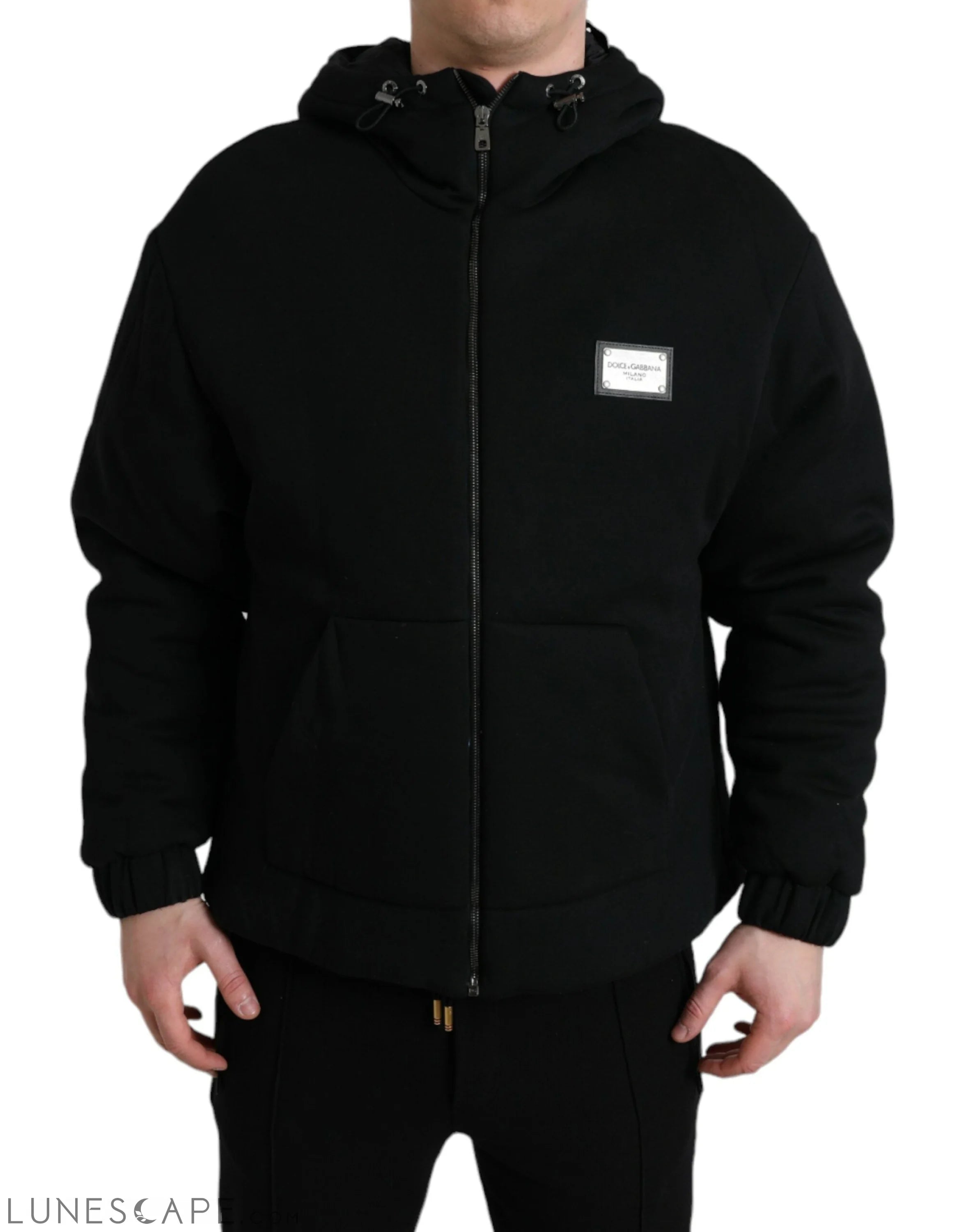 Dolce & Gabbana Elegant Black Bomber Jacket with Hood LUNESCAPE