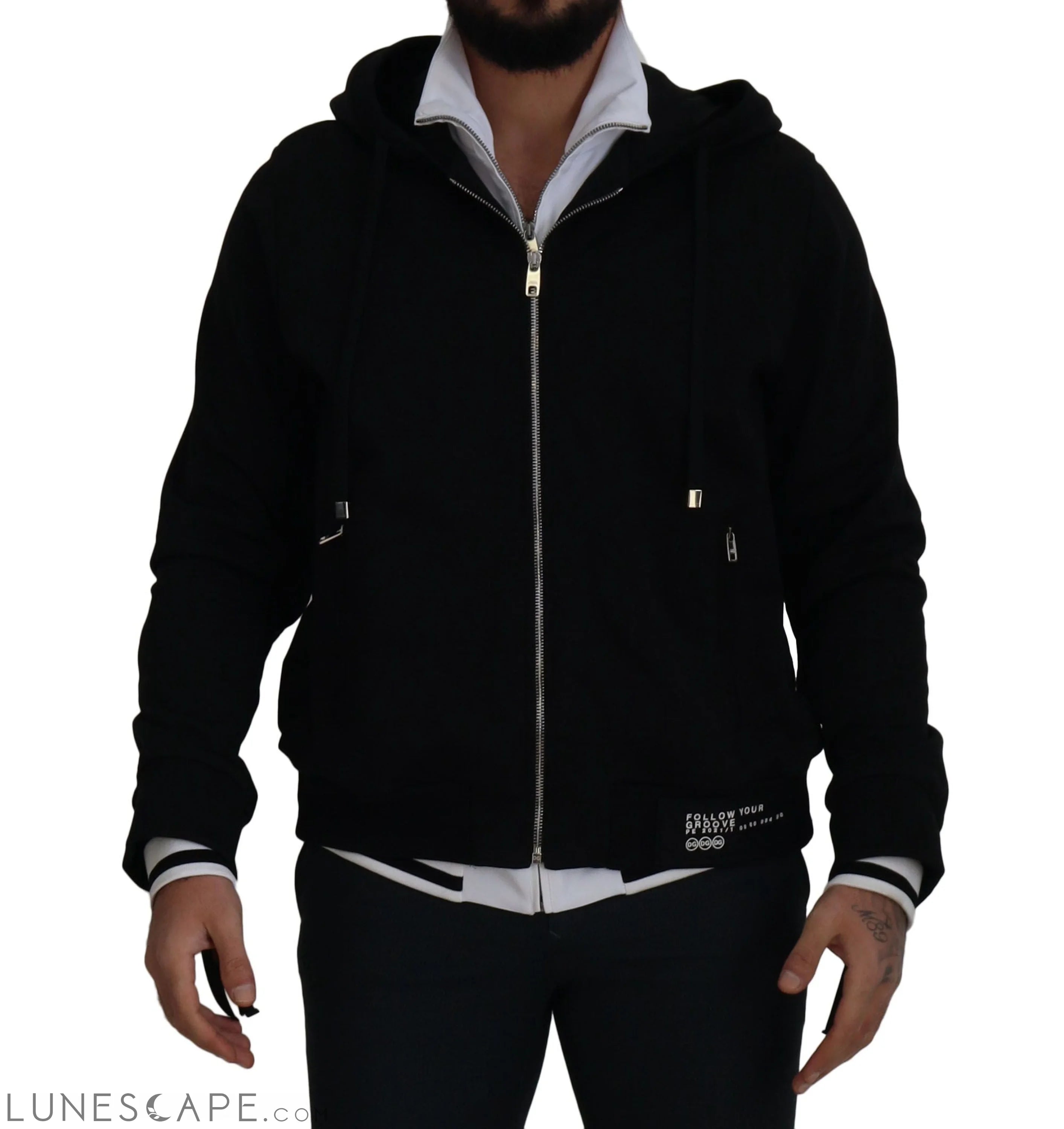 Dolce & Gabbana Elegant Black Bomber Jacket with Hood LUNESCAPE