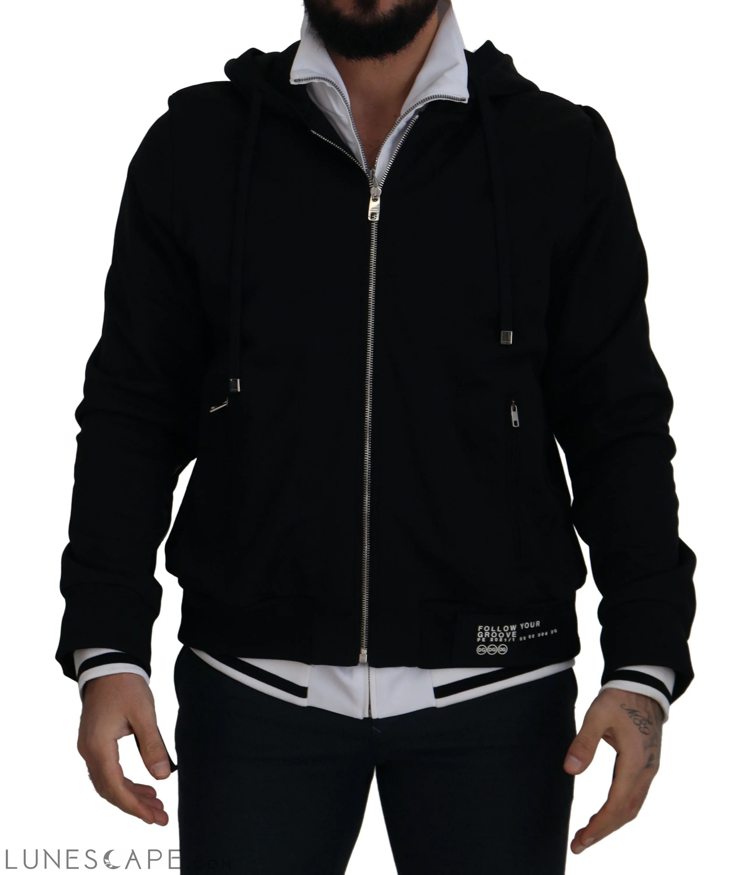 Dolce & Gabbana Elegant Black Bomber Jacket with Hood LUNESCAPE