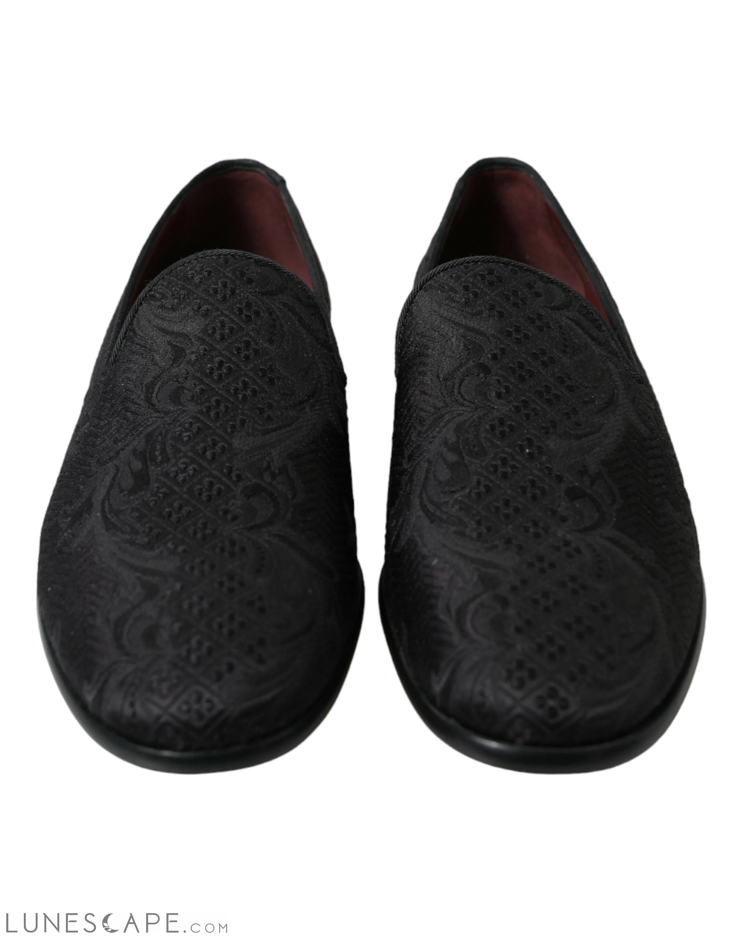 Dolce & Gabbana Elegant Black Brocade Dress Loafers LUNESCAPE