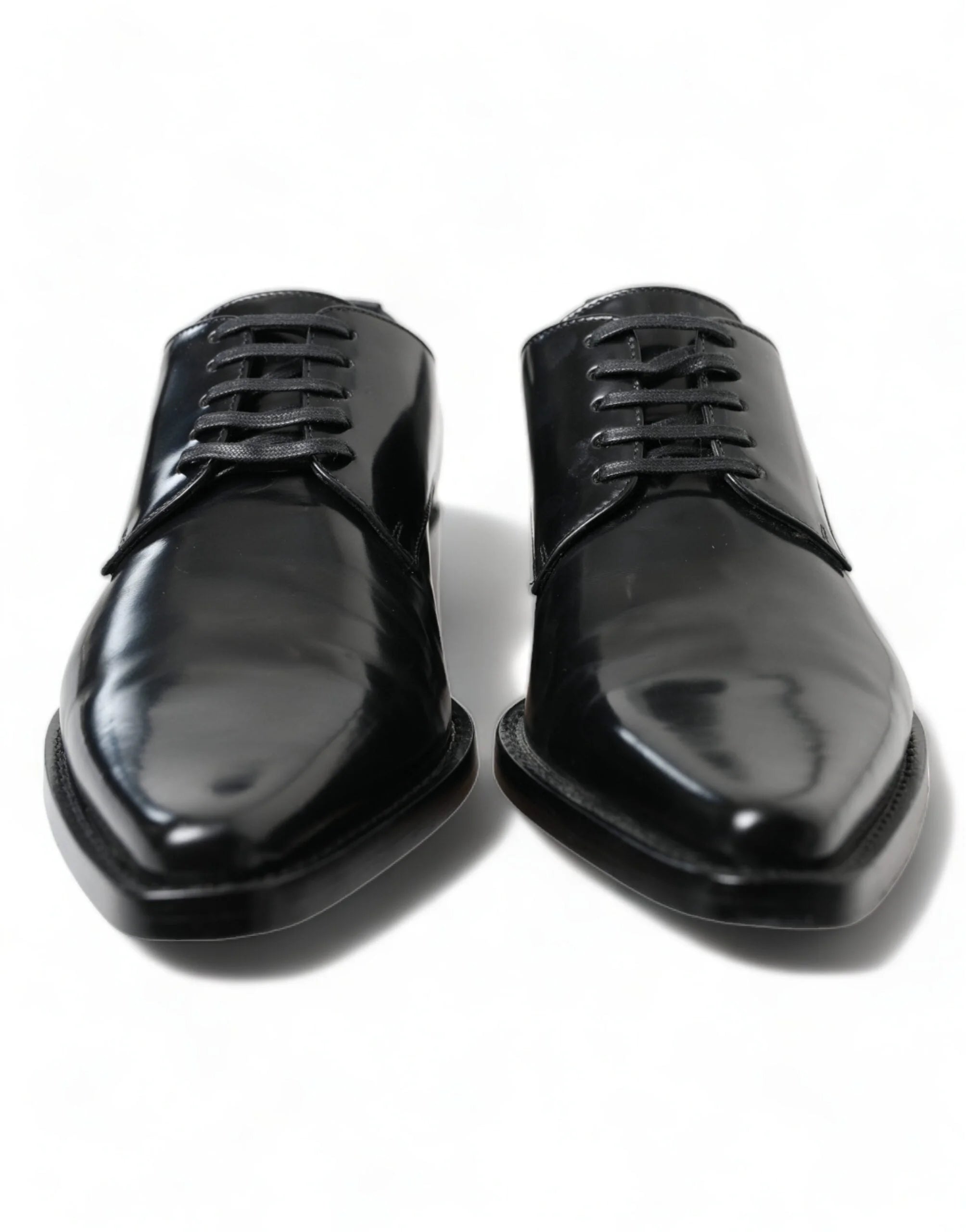 Dolce & Gabbana Elegant Black Leather Formal Flats LUNESCAPE