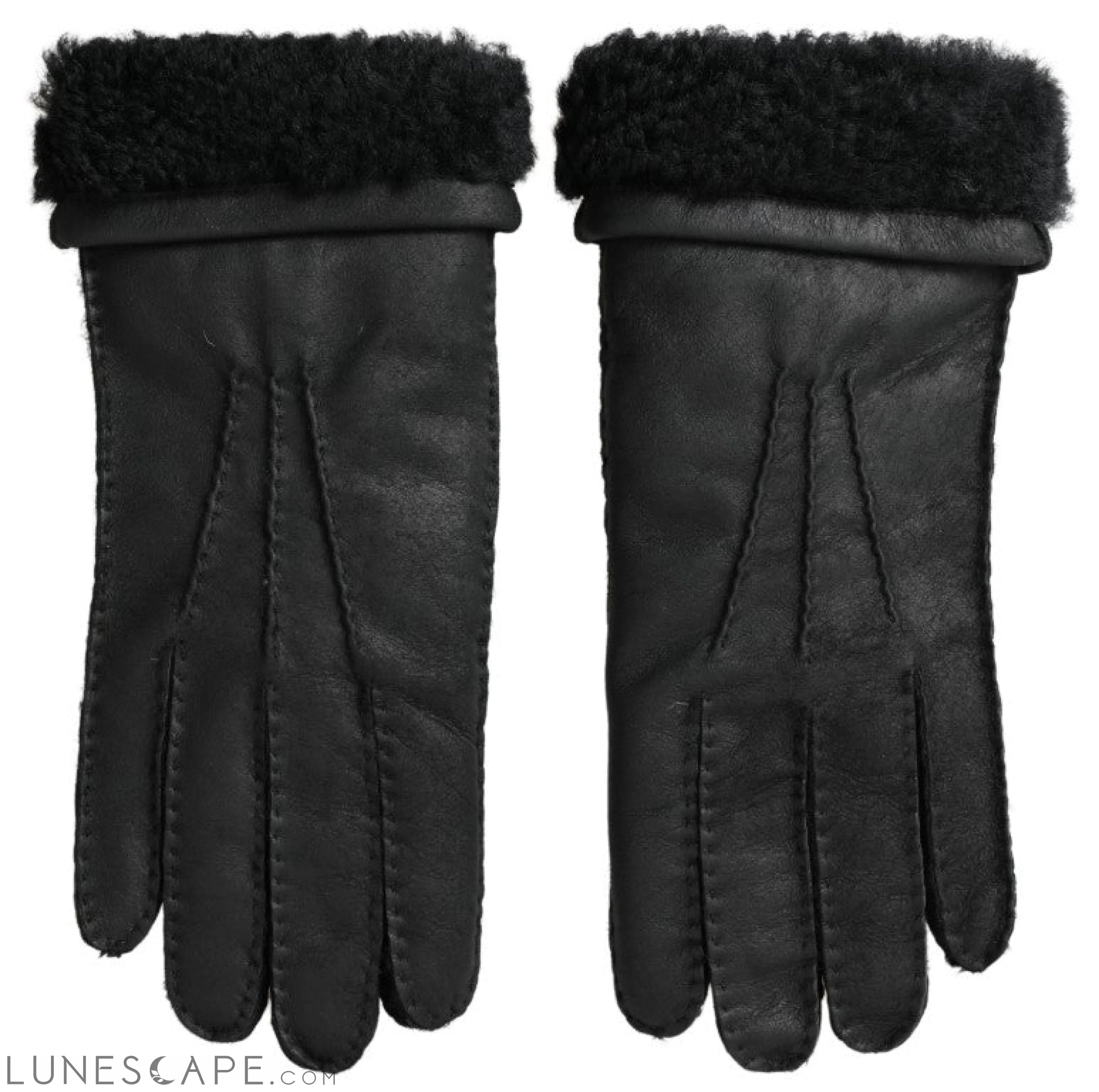 Dolce & Gabbana Elegant Black Leather Winter Gloves LUNESCAPE