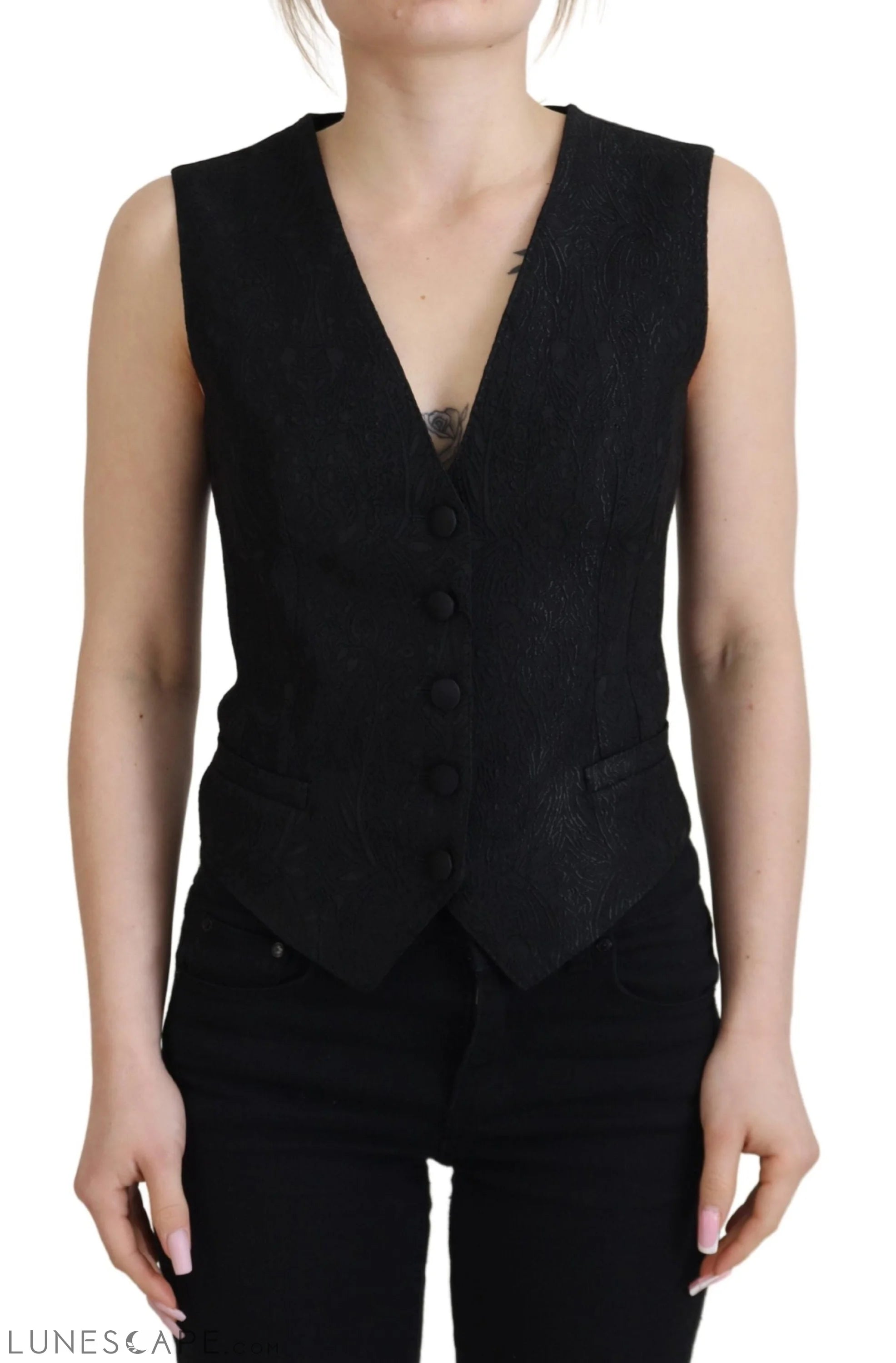 Dolce & Gabbana Elegant Black Silk Blend Waistcoat Vest LUNESCAPE