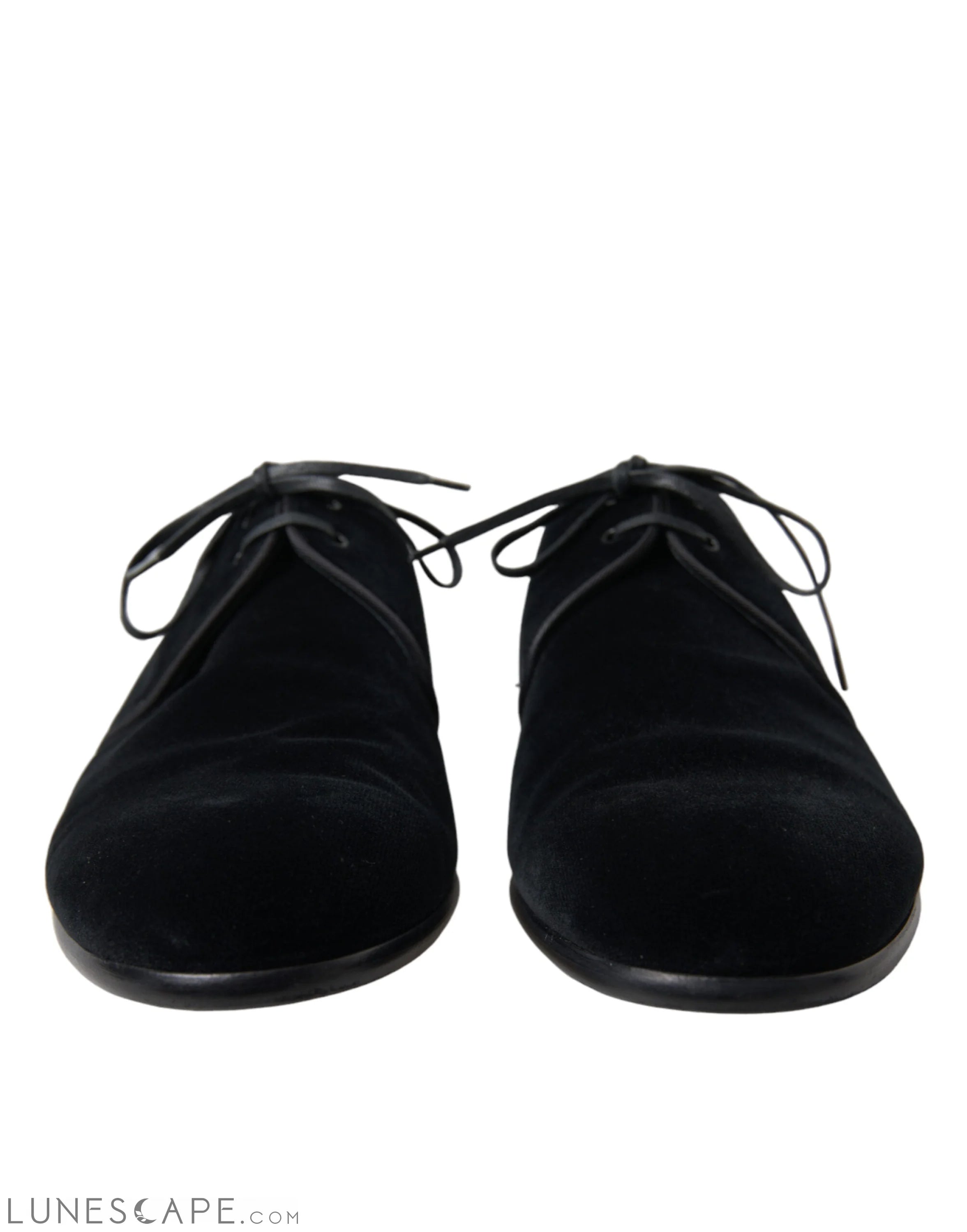 Dolce & Gabbana Elegant Black Velvet Derby Dress Shoes LUNESCAPE