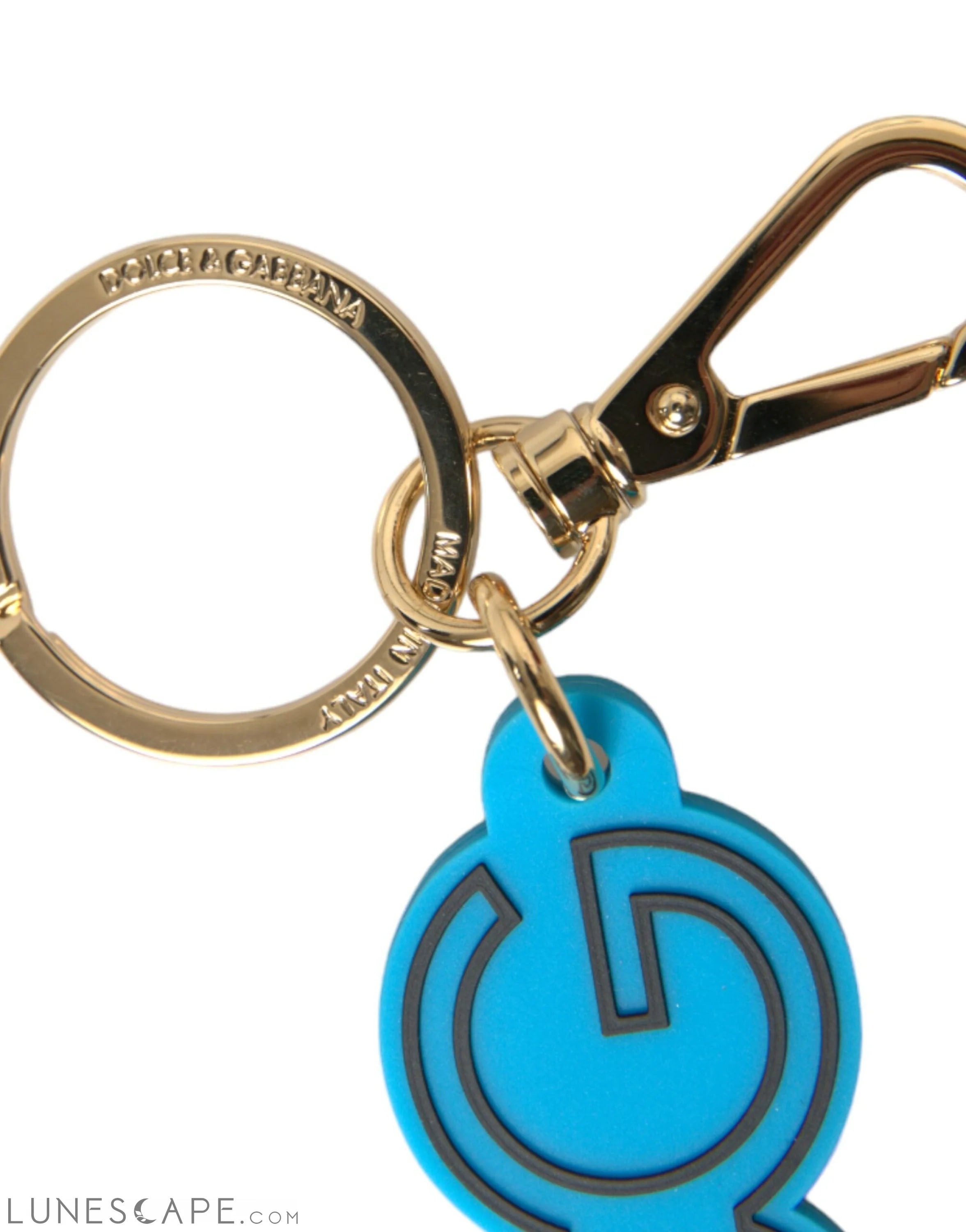 Dolce & Gabbana Elegant Blue & Gold Keychain Accessory LUNESCAPE