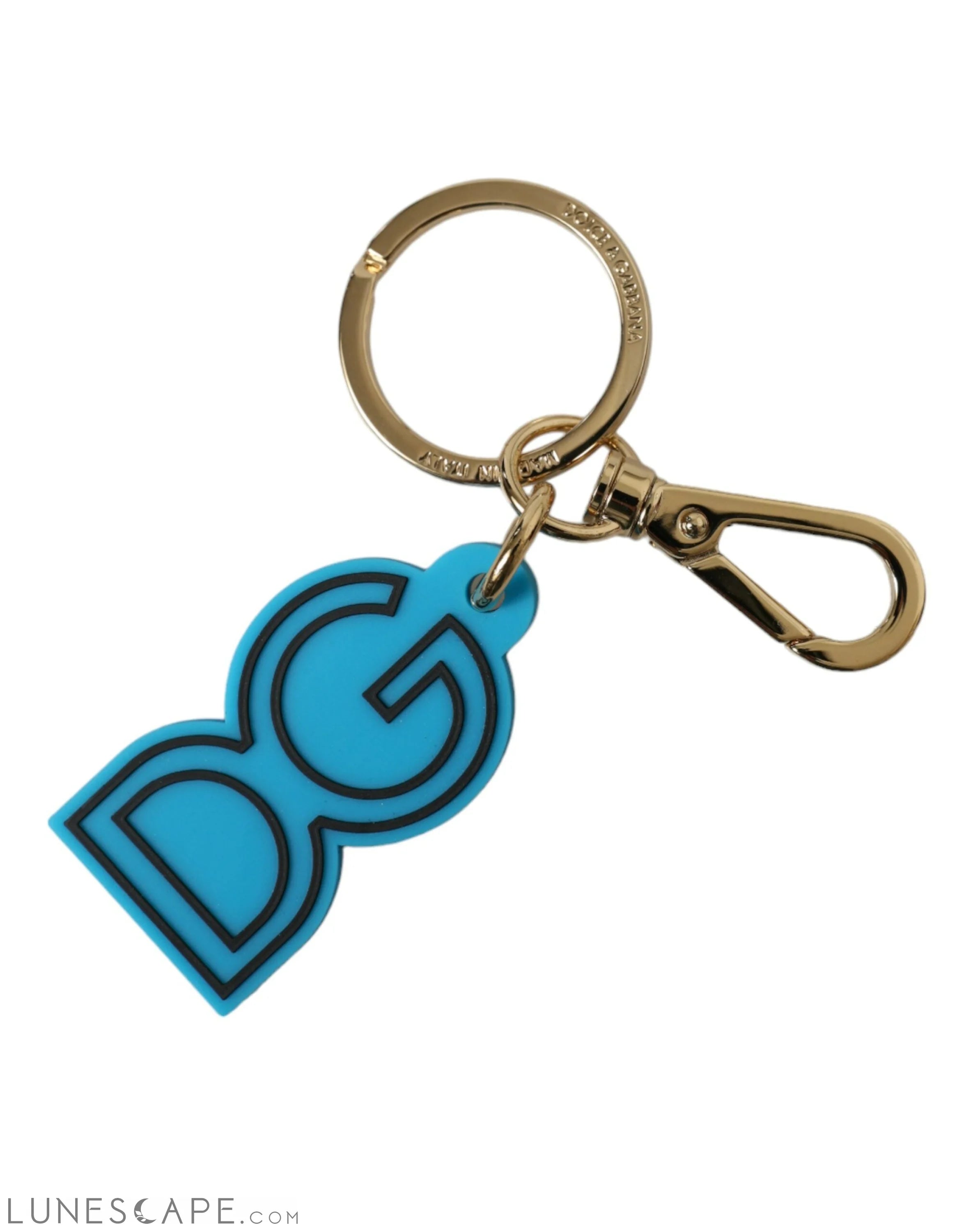Dolce & Gabbana Elegant Blue & Gold Keychain Accessory LUNESCAPE