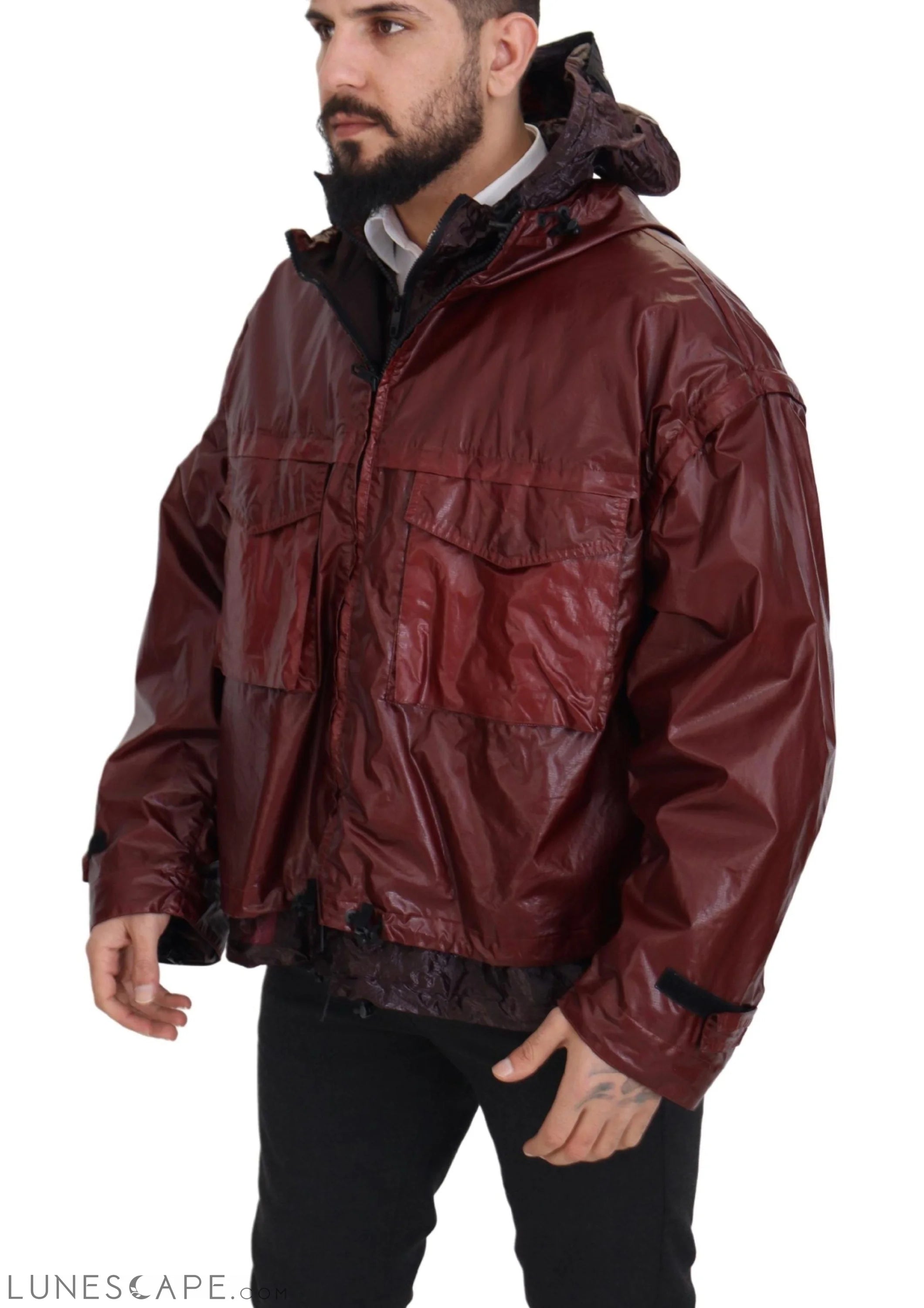 Dolce & Gabbana Elegant Bordeaux Full Zip Hooded Jacket LUNESCAPE