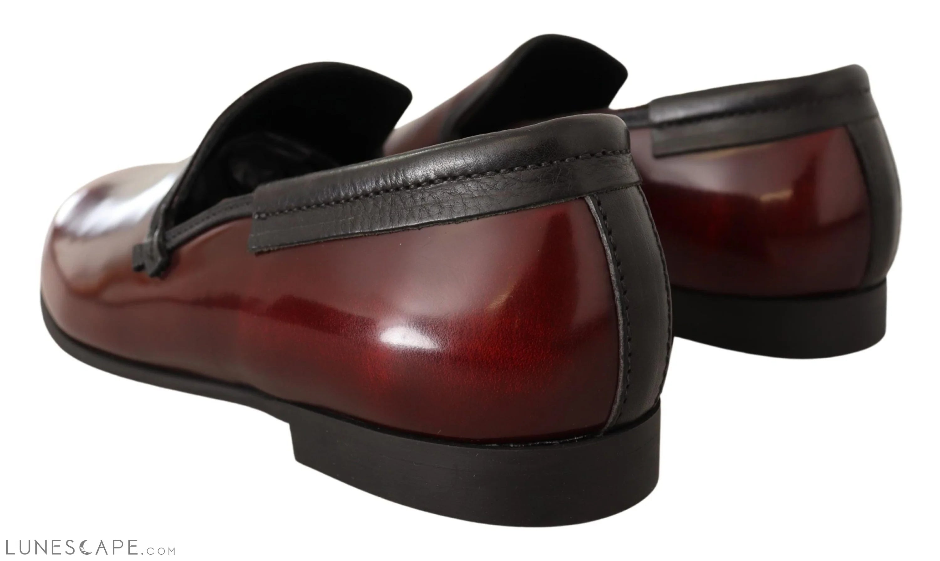 Dolce & Gabbana Elegant Bordeaux Leather Loafers LUNESCAPE