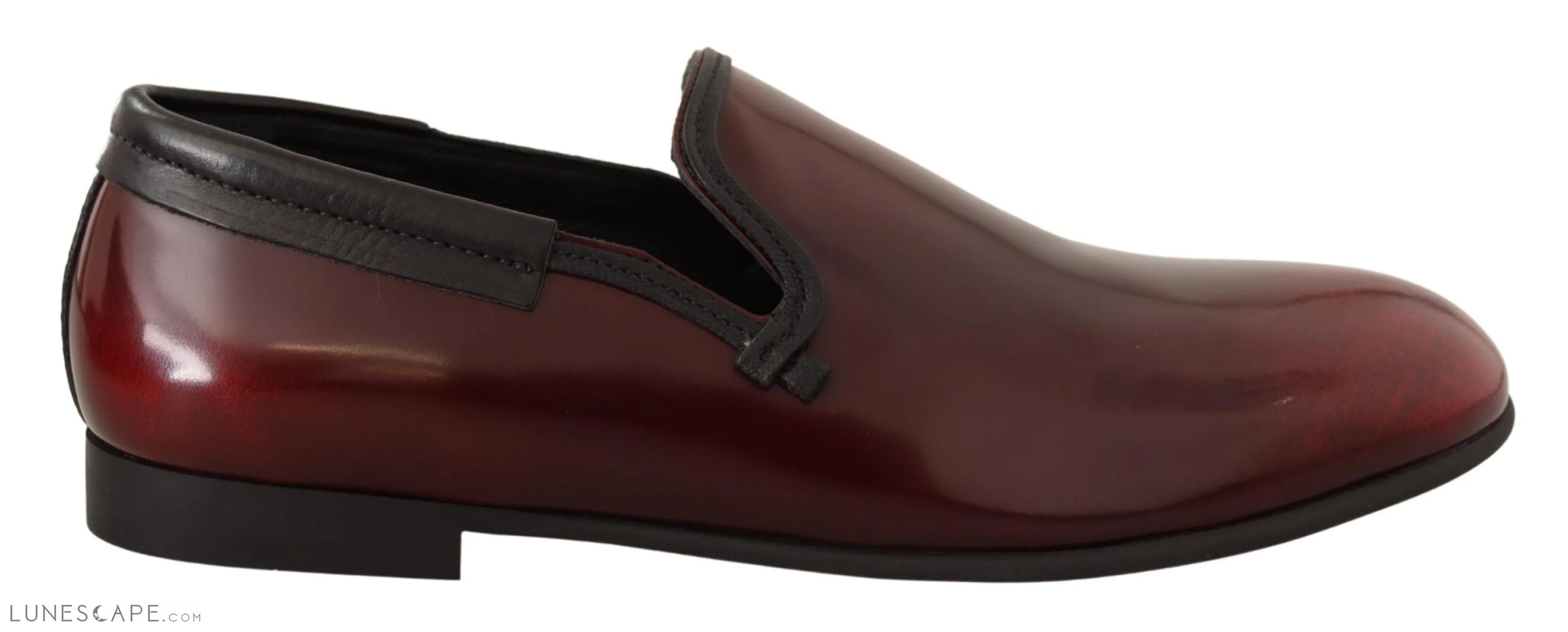 Dolce & Gabbana Elegant Bordeaux Leather Loafers LUNESCAPE