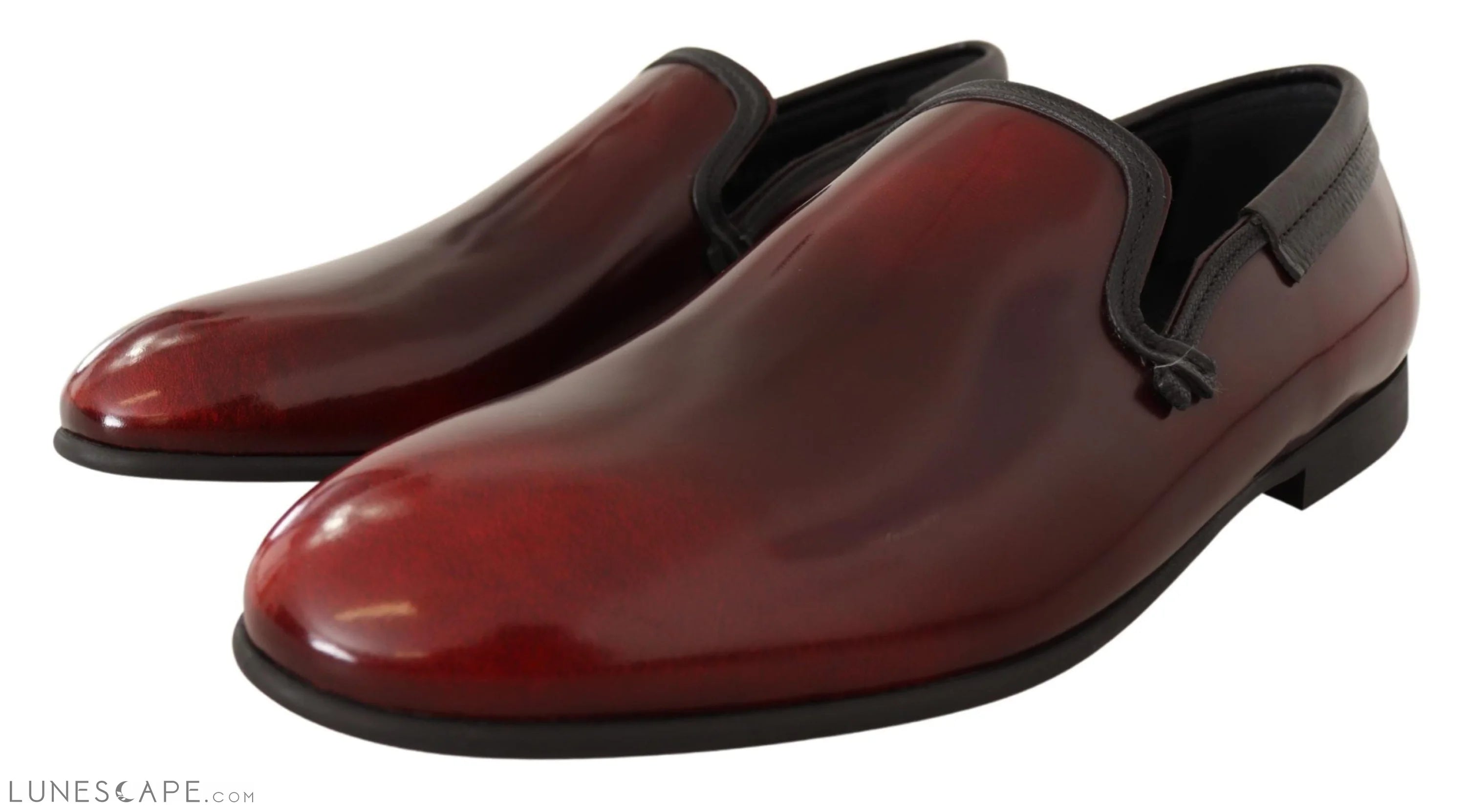 Dolce & Gabbana Elegant Bordeaux Leather Loafers LUNESCAPE