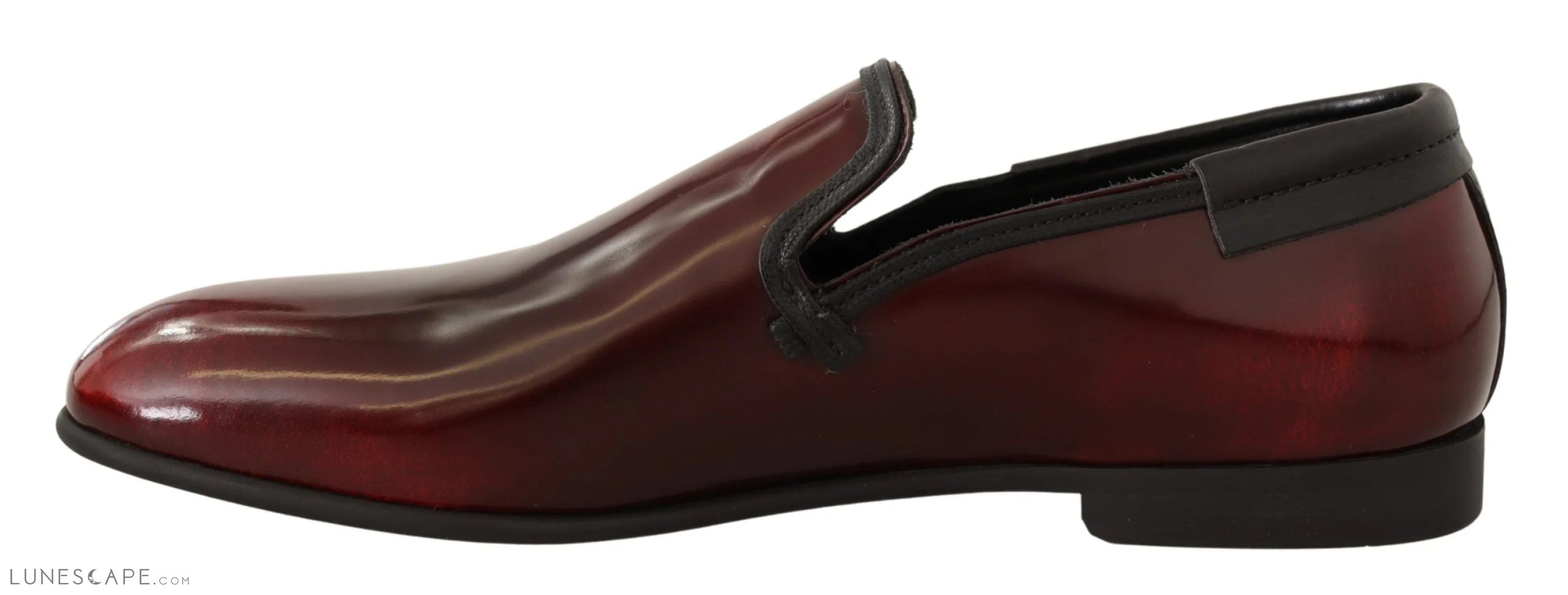 Dolce & Gabbana Elegant Bordeaux Leather Loafers LUNESCAPE