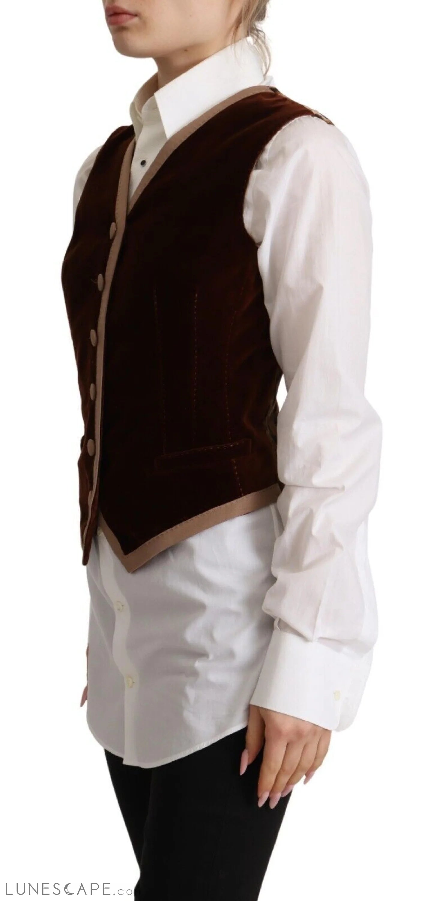 Dolce & Gabbana Elegant Bordeaux Velvet Sleeveless Top LUNESCAPE