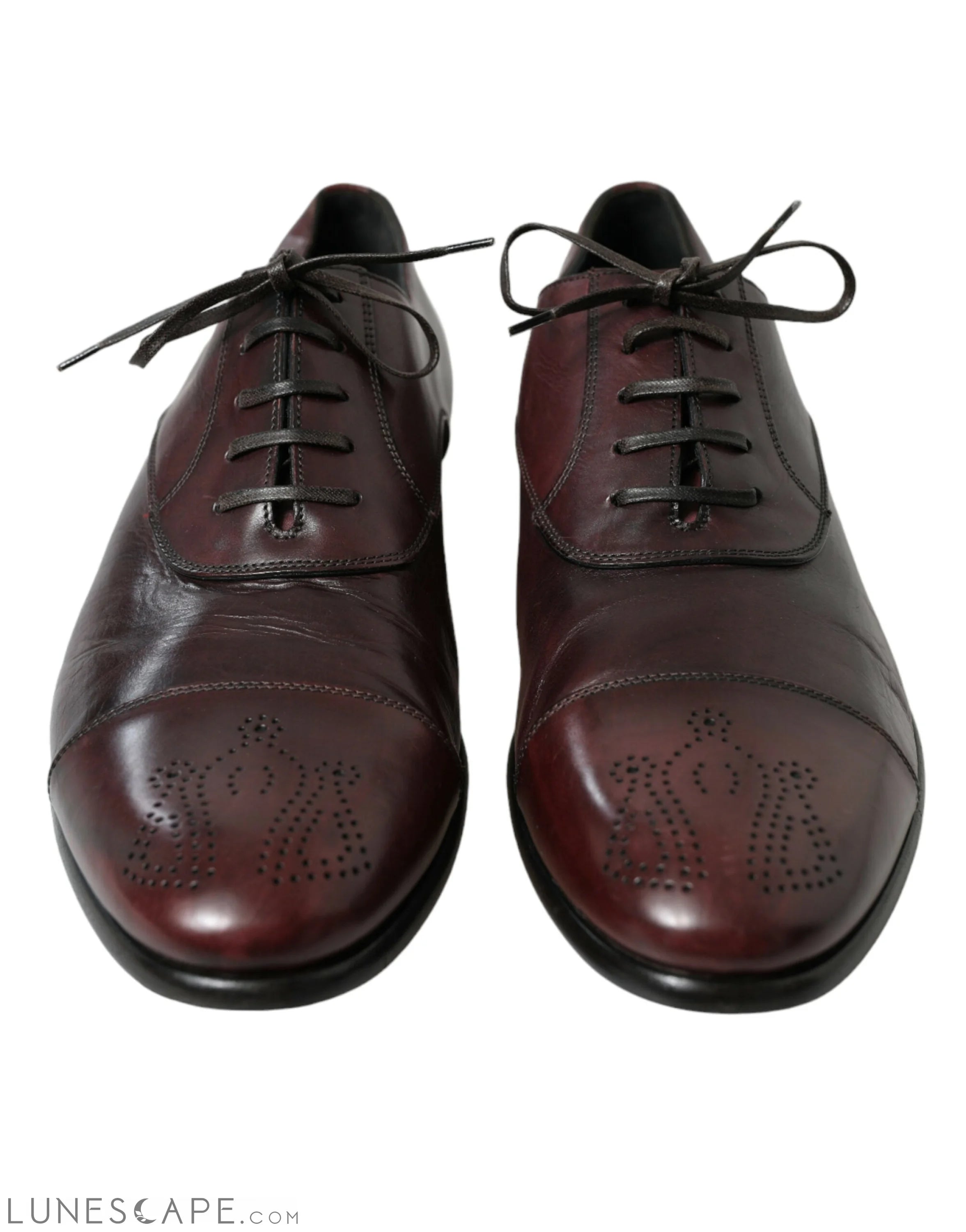 Dolce & Gabbana Elegant Burgundy Leather Derby Shoes LUNESCAPE