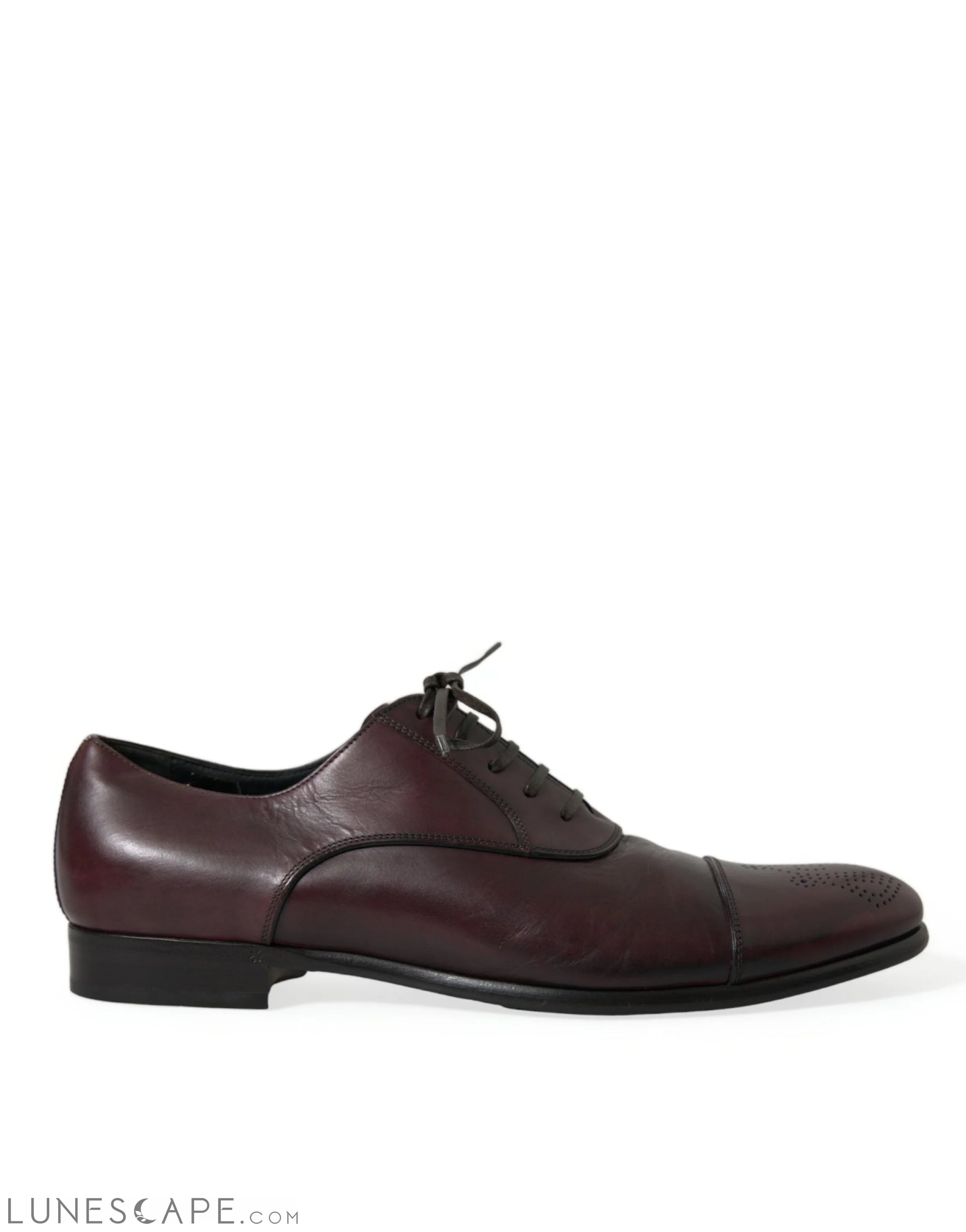 Dolce & Gabbana Elegant Burgundy Leather Derby Shoes LUNESCAPE