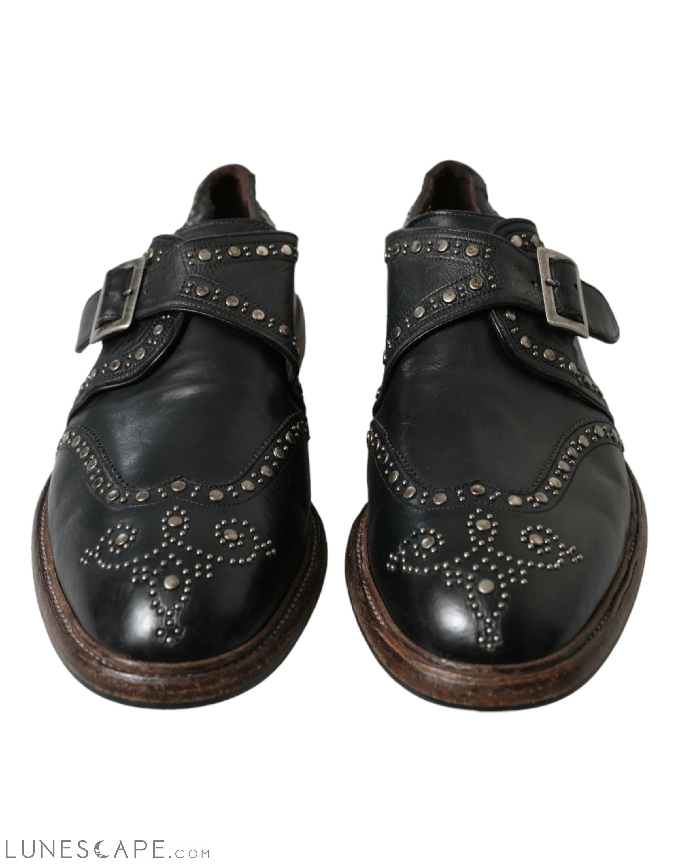 Dolce & Gabbana Elegant Calfskin Leather Monk Straps LUNESCAPE