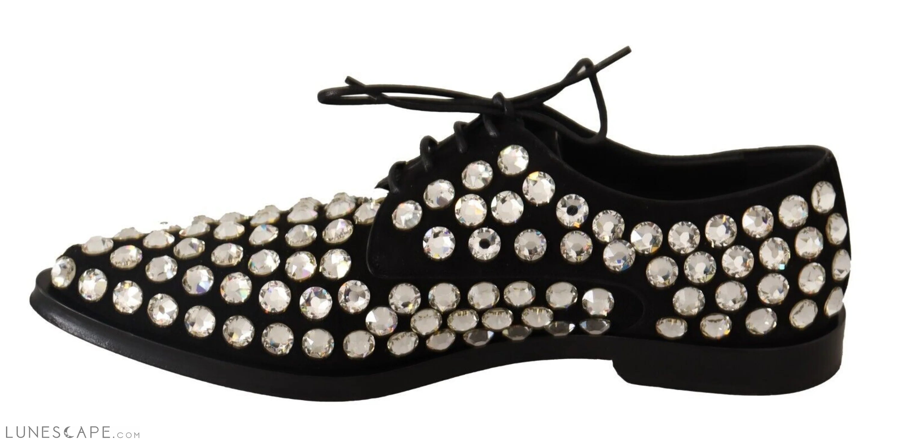 Dolce & Gabbana Elegant Crystal-Embellished Lace-Up Flats LUNESCAPE