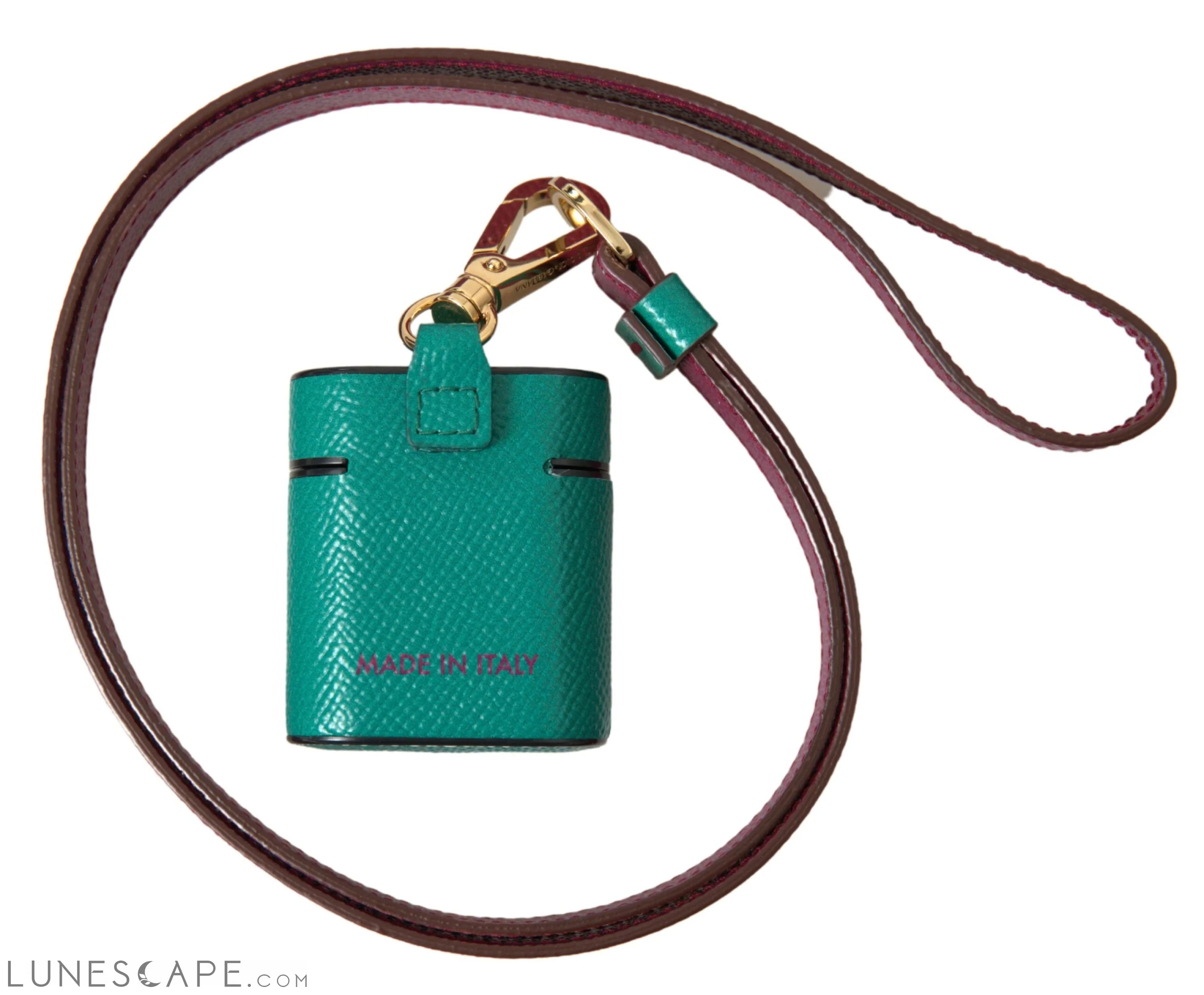 Dolce & Gabbana Elegant Leather Airpods Case in Green and Maroon LUNESCAPE
