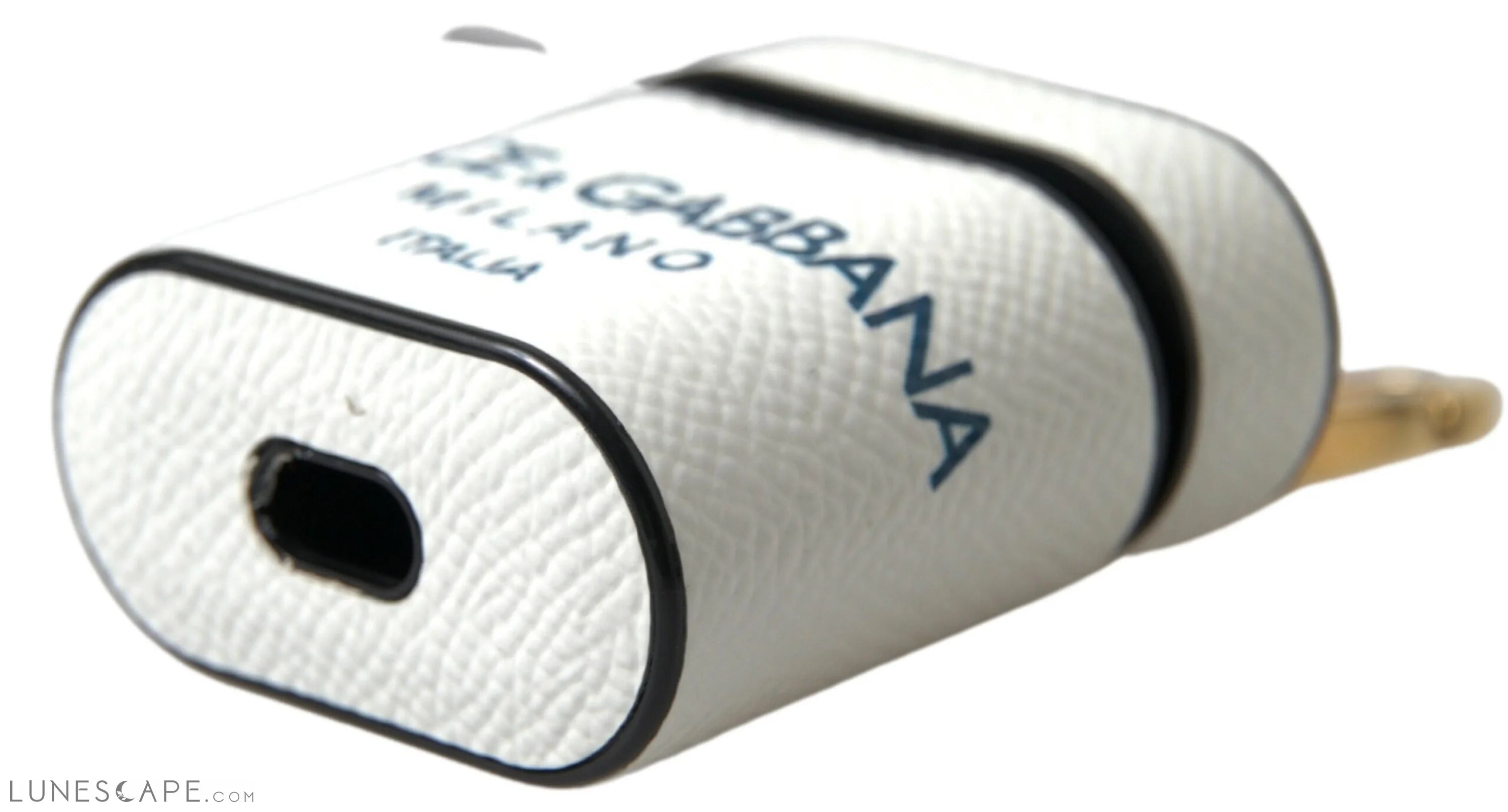 Dolce & Gabbana Elegant Leather Airpods Case in White & Blue LUNESCAPE