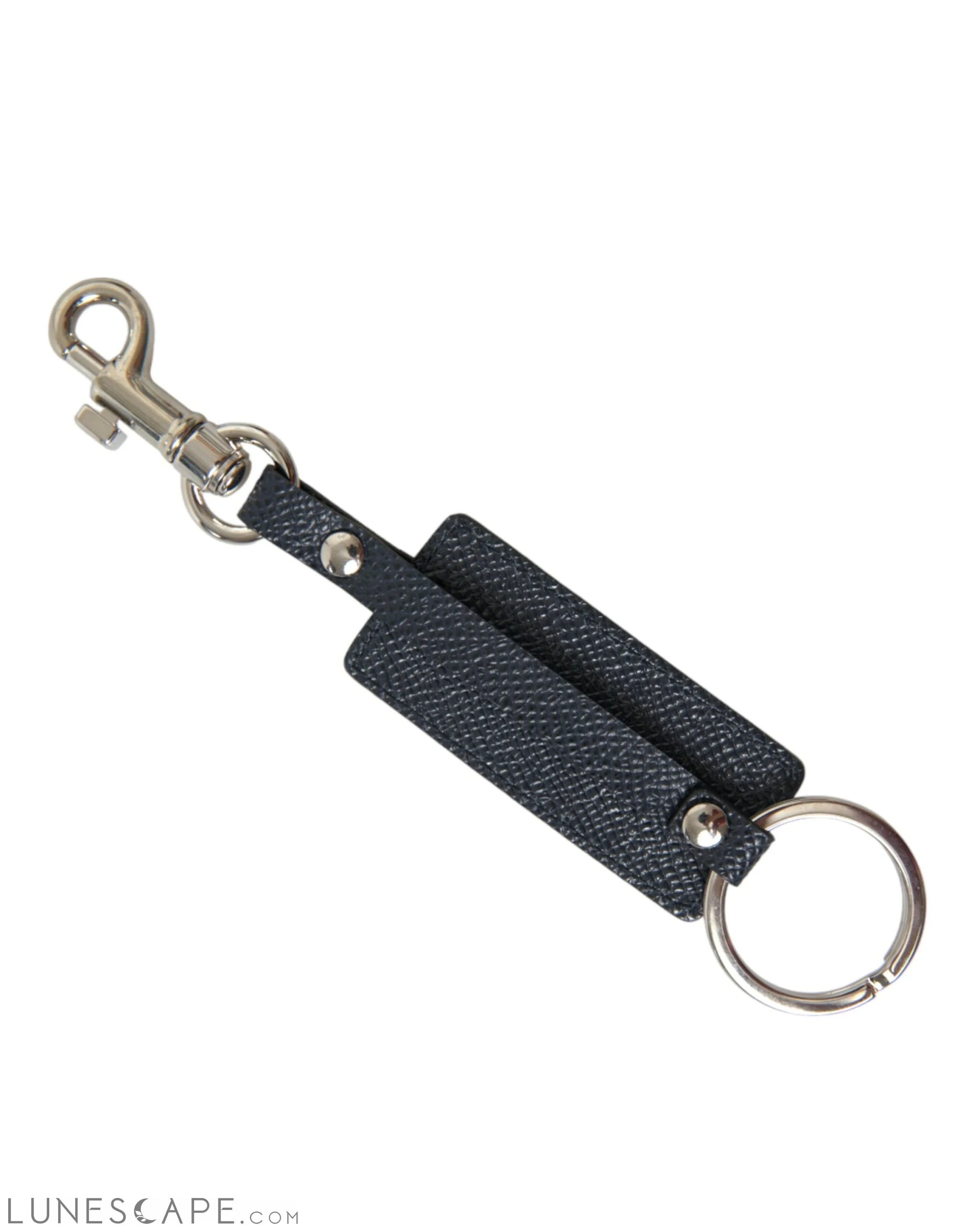 Dolce & Gabbana Elegant Leather Keychain in Black & Silver LUNESCAPE