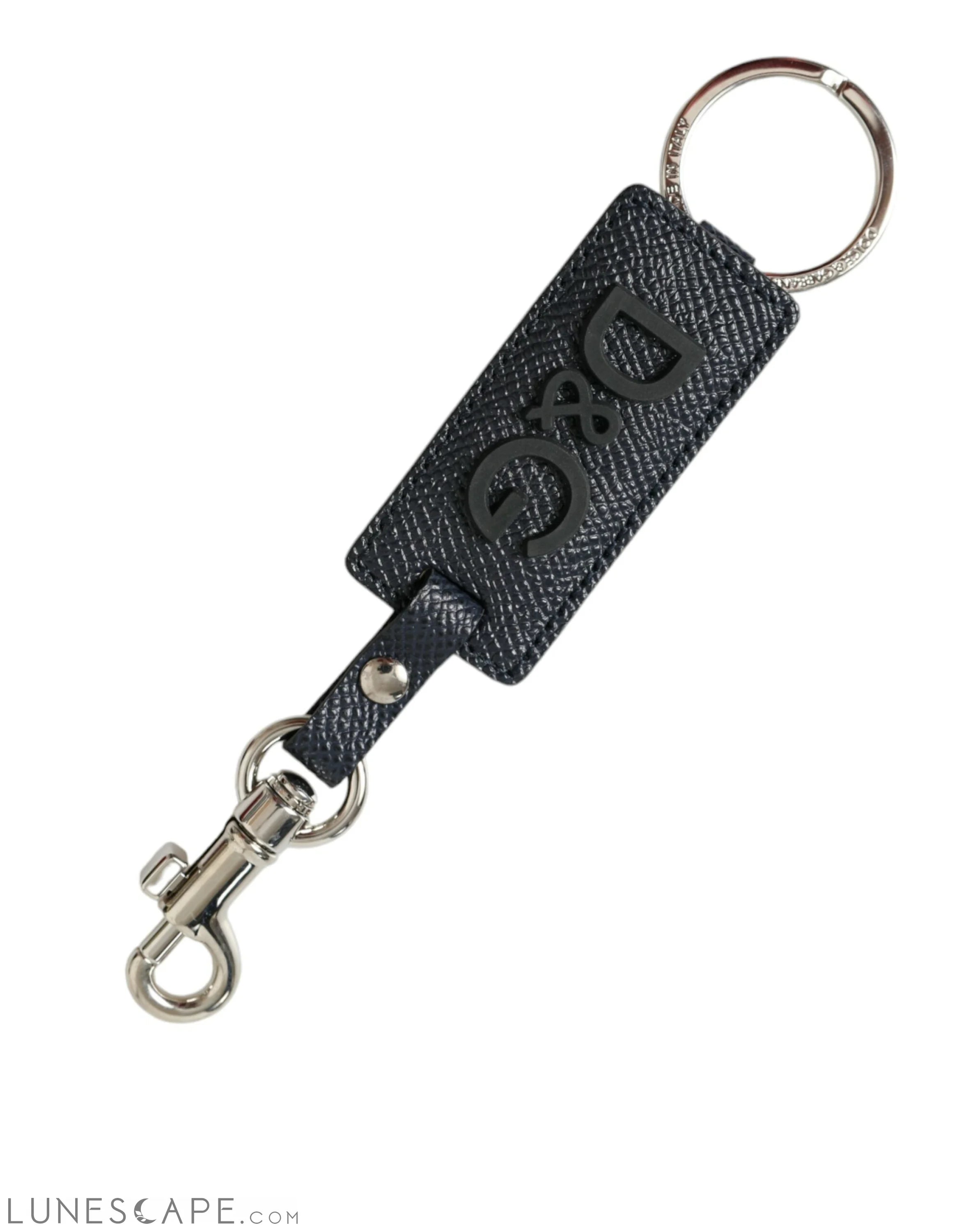 Dolce & Gabbana Elegant Leather Keychain in Black & Silver LUNESCAPE