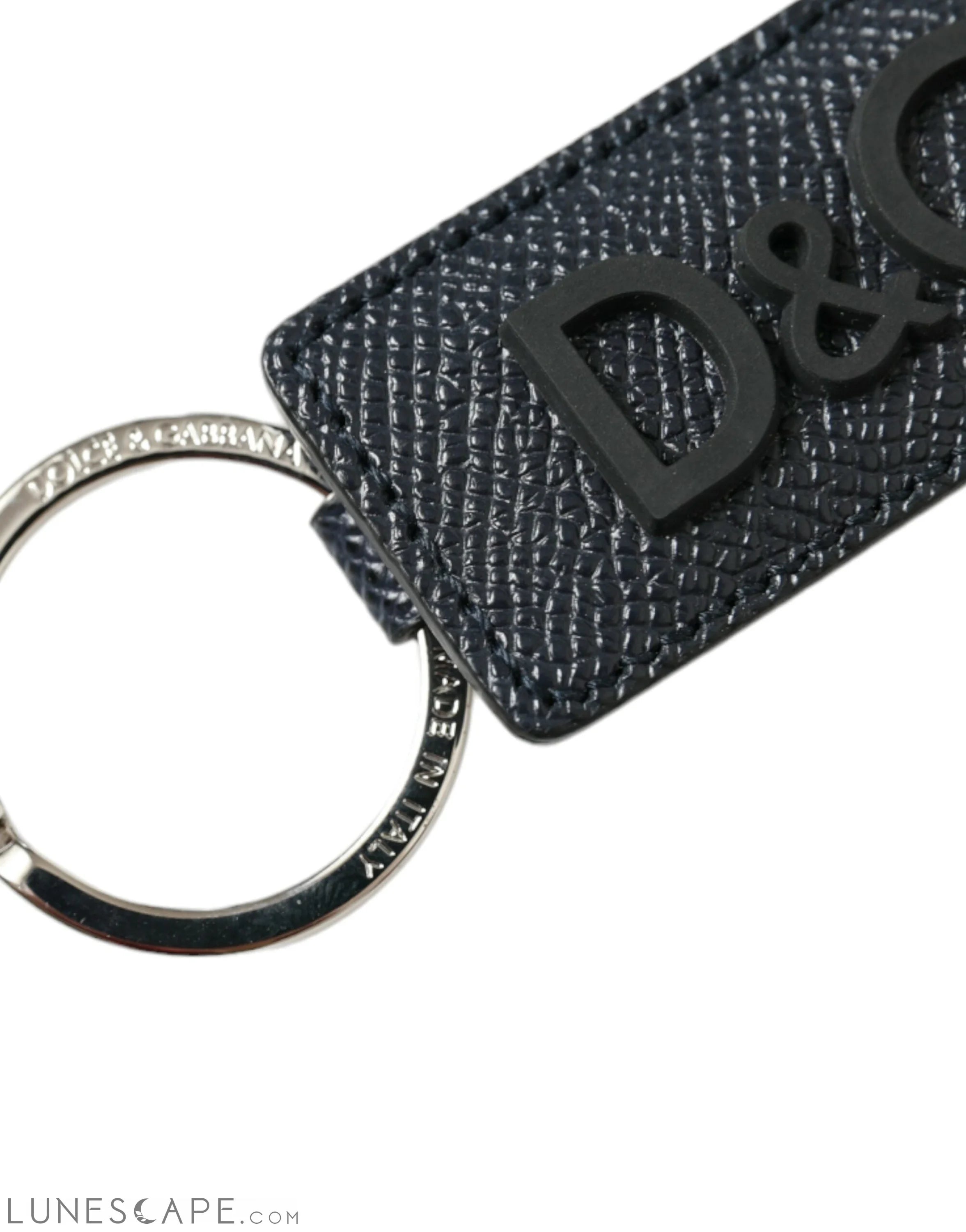 Dolce & Gabbana Elegant Leather Keychain in Black & Silver LUNESCAPE
