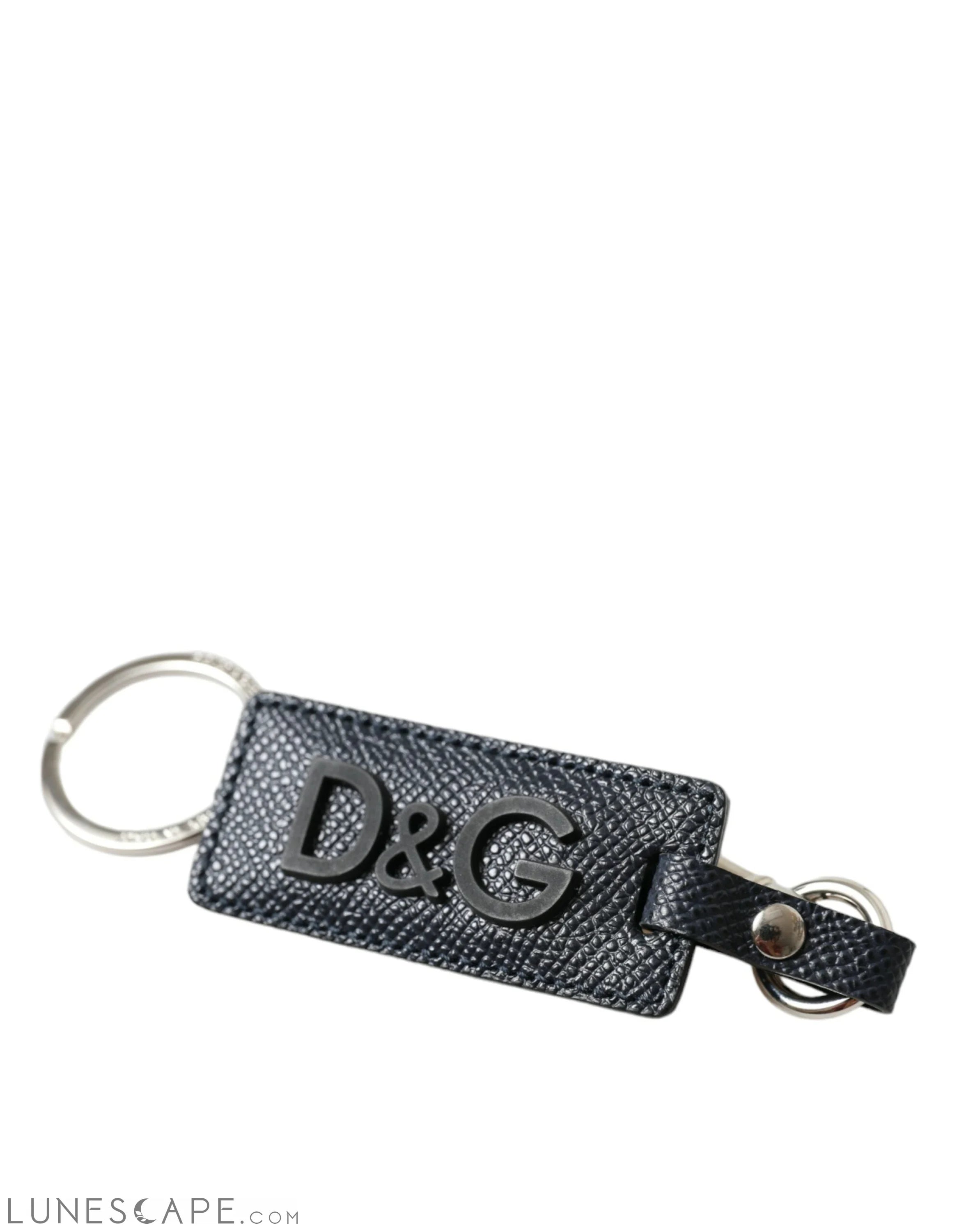 Dolce & Gabbana Elegant Leather Keychain in Black & Silver LUNESCAPE