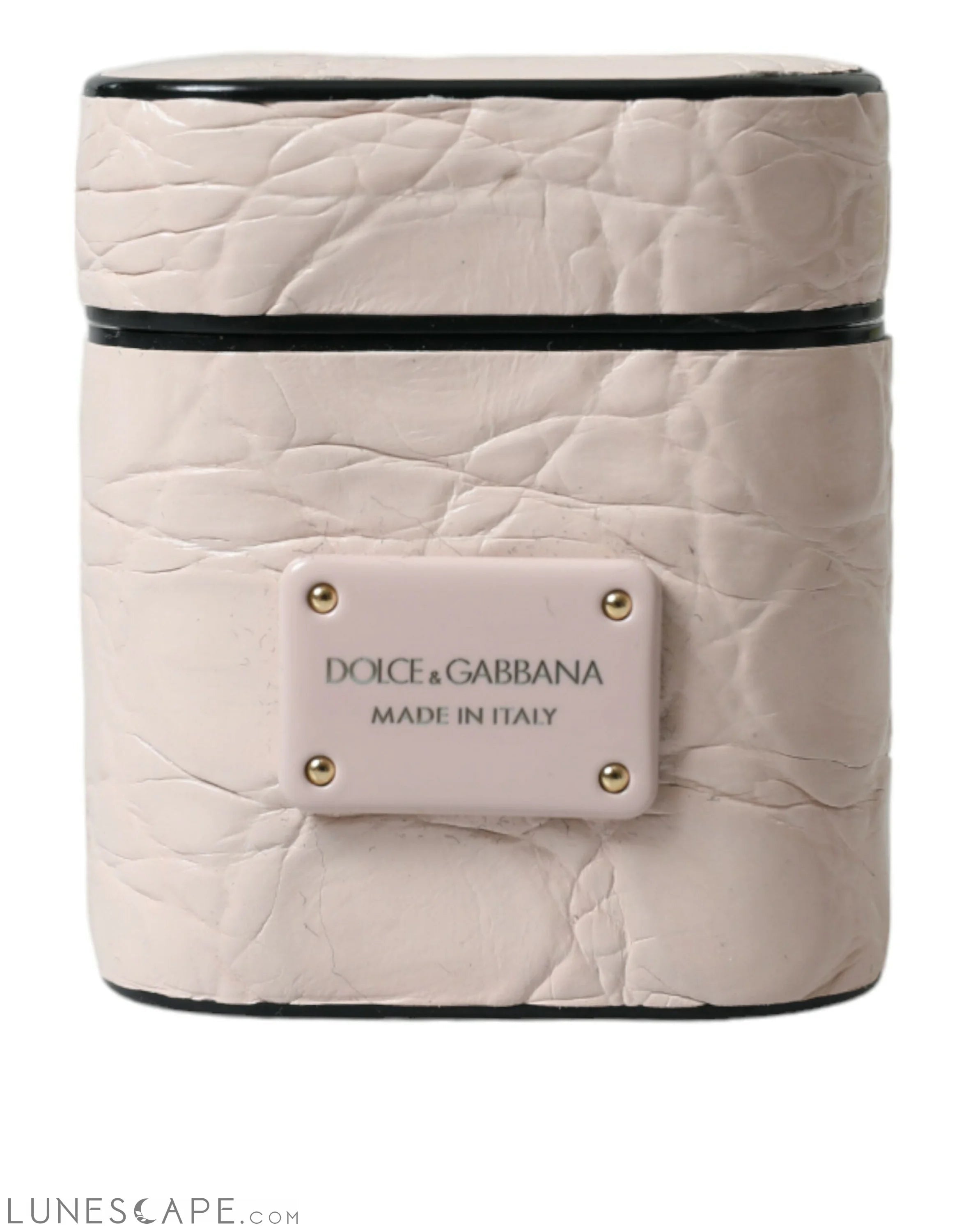 Dolce & Gabbana Elegant Light Pink Leather Airpod Case LUNESCAPE