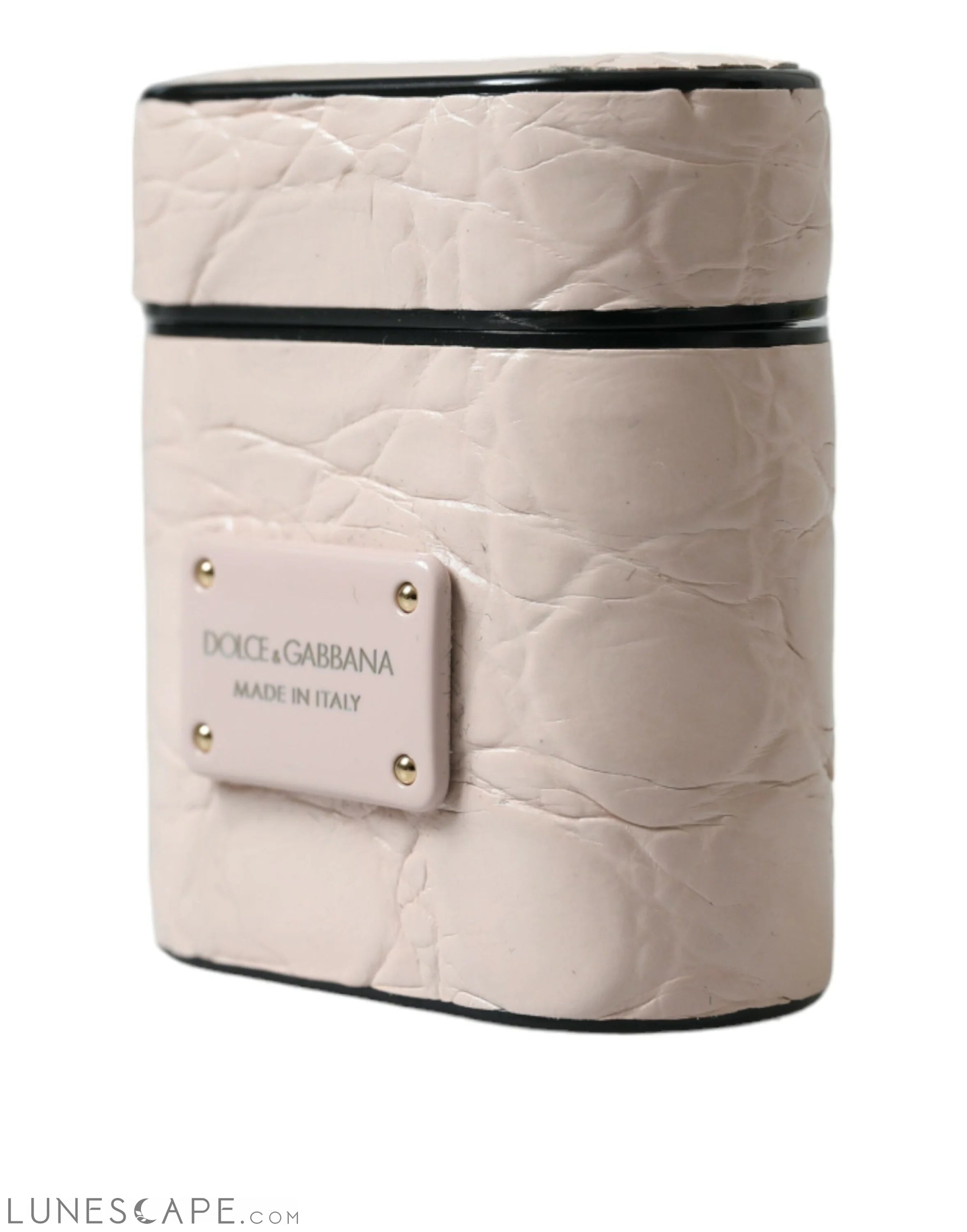 Dolce & Gabbana Elegant Light Pink Leather Airpod Case LUNESCAPE