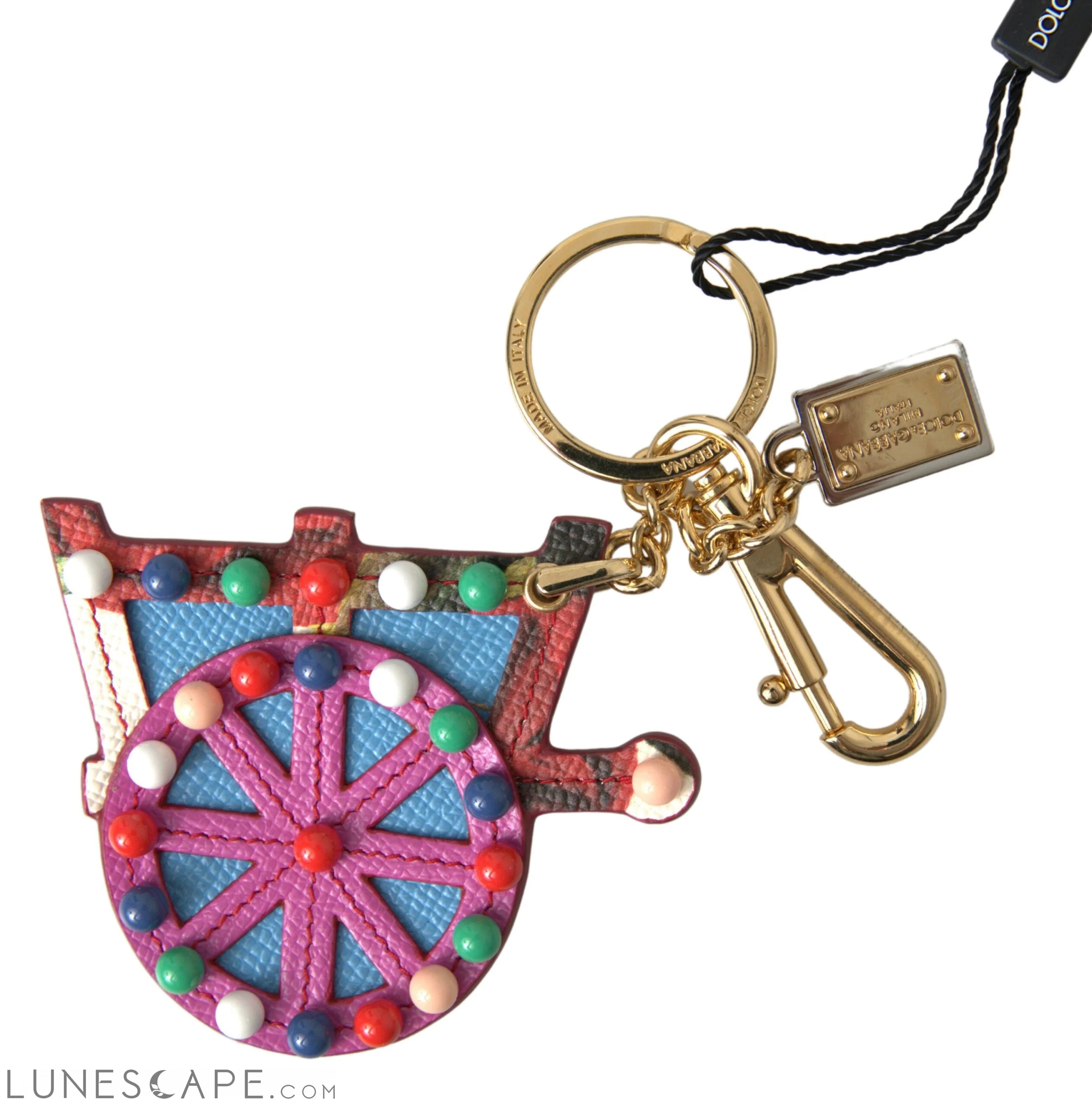 Dolce & Gabbana Elegant Multicolor Keychain with Gold Accents LUNESCAPE