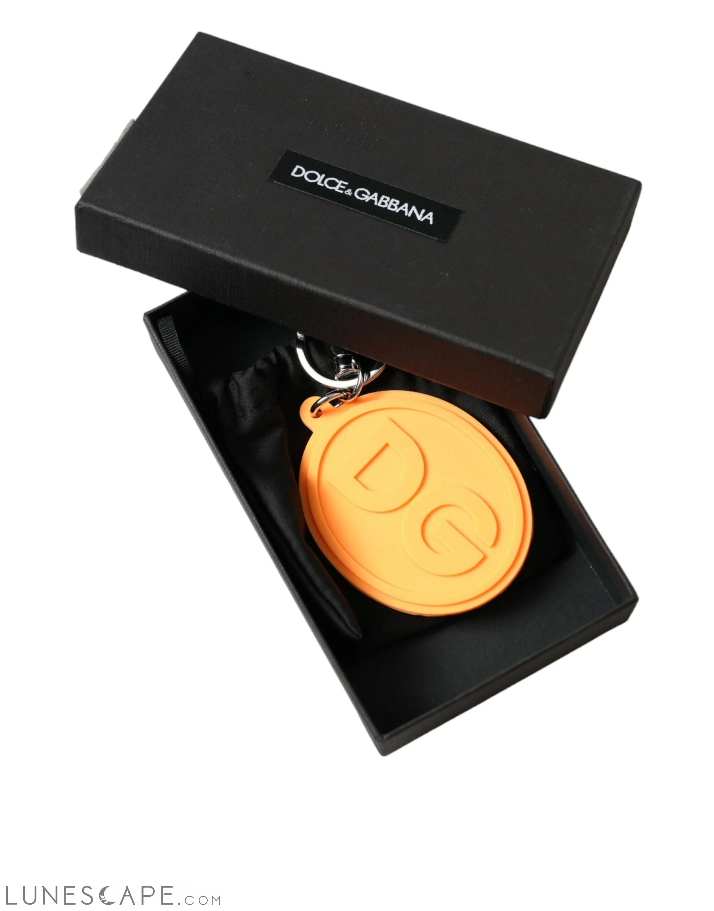 Dolce & Gabbana Elegant Orange Charm Keyring with Silver Detail LUNESCAPE