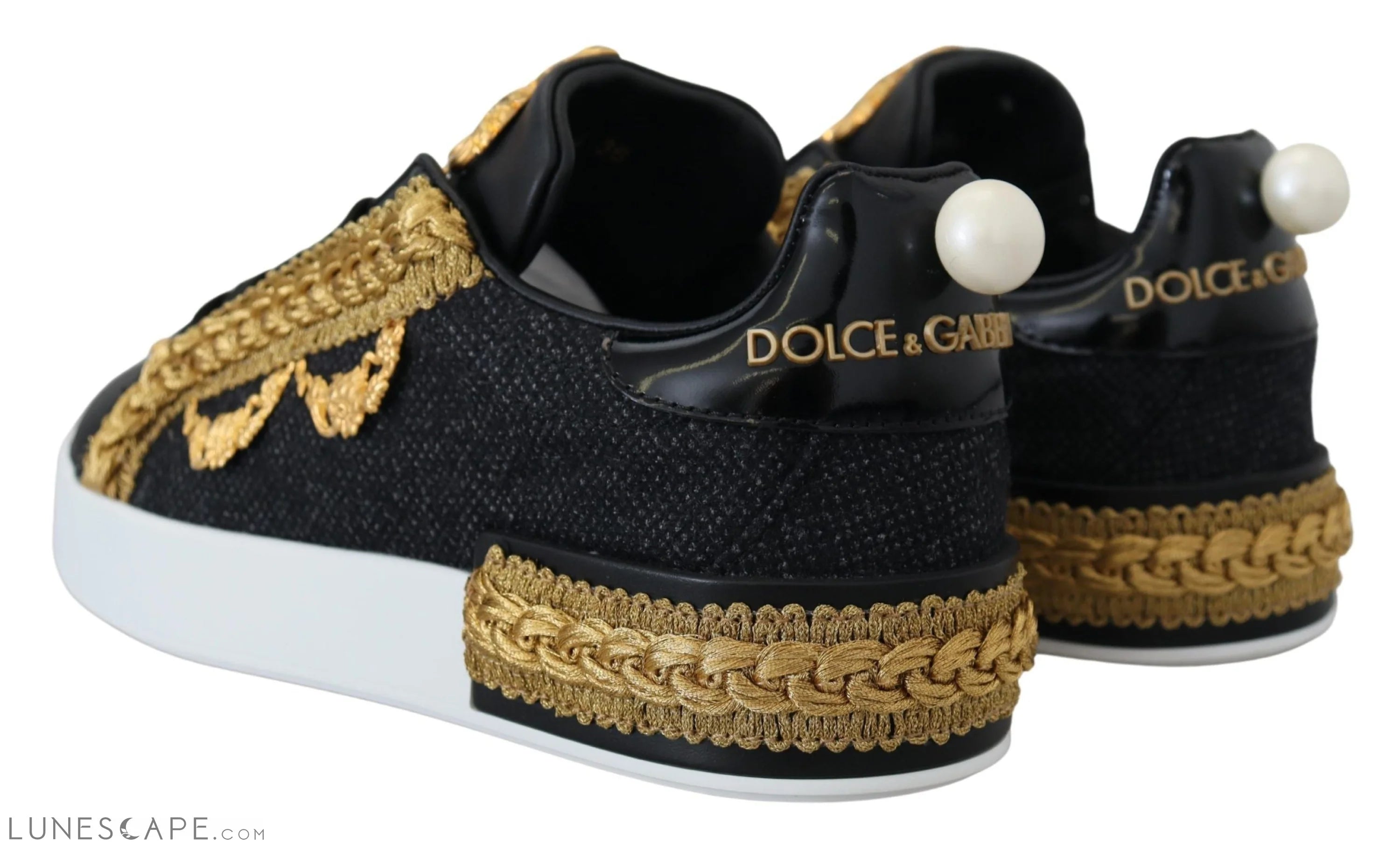 Dolce & Gabbana Elegant Portofino Leather Sneakers in Black LUNESCAPE