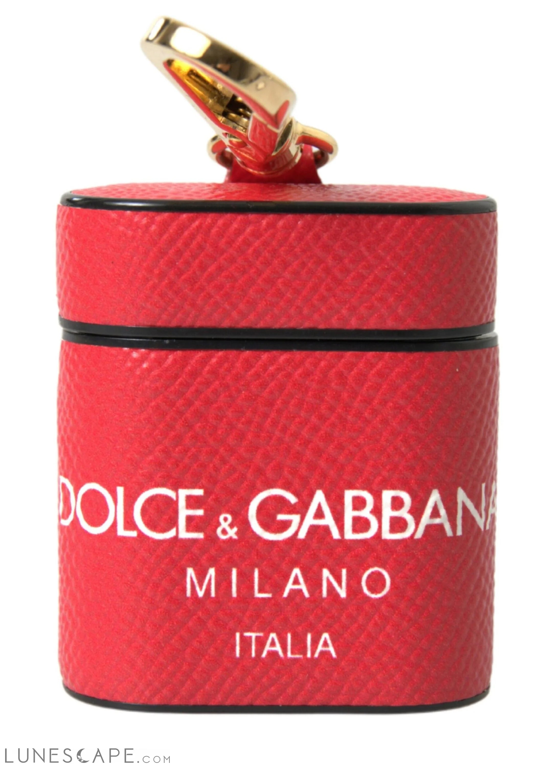 Dolce & Gabbana Elegant Red Calf Leather Airpods Case LUNESCAPE
