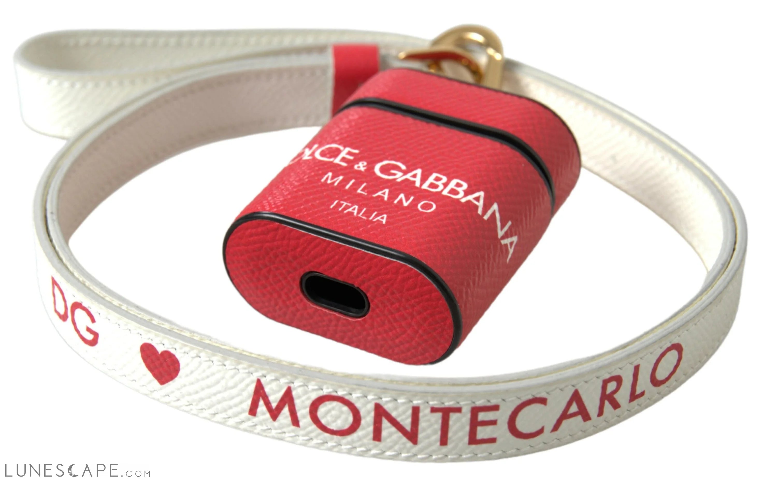 Dolce & Gabbana Elegant Red Calf Leather Airpods Case LUNESCAPE