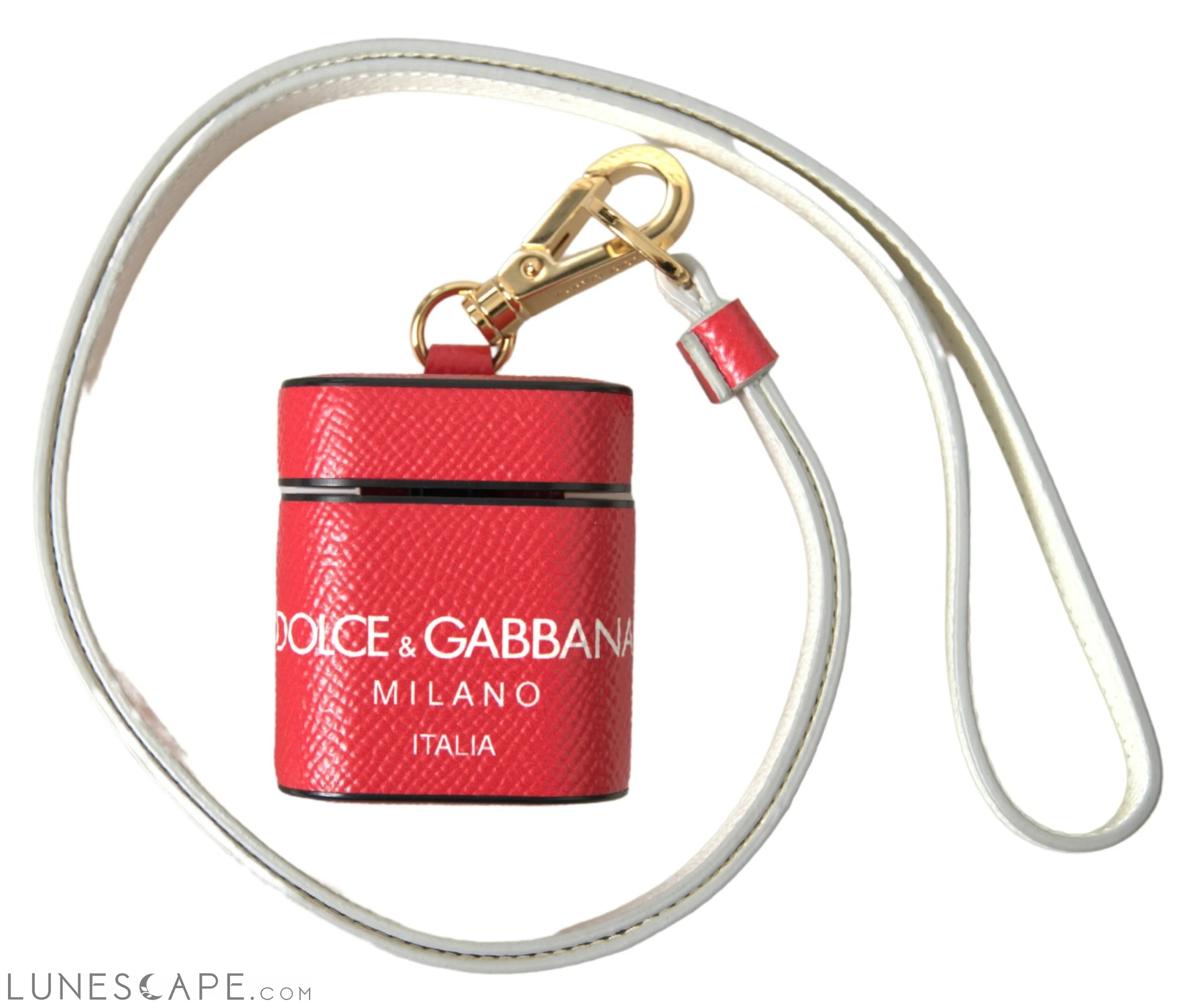 Dolce & Gabbana Elegant Red Calf Leather Airpods Case LUNESCAPE