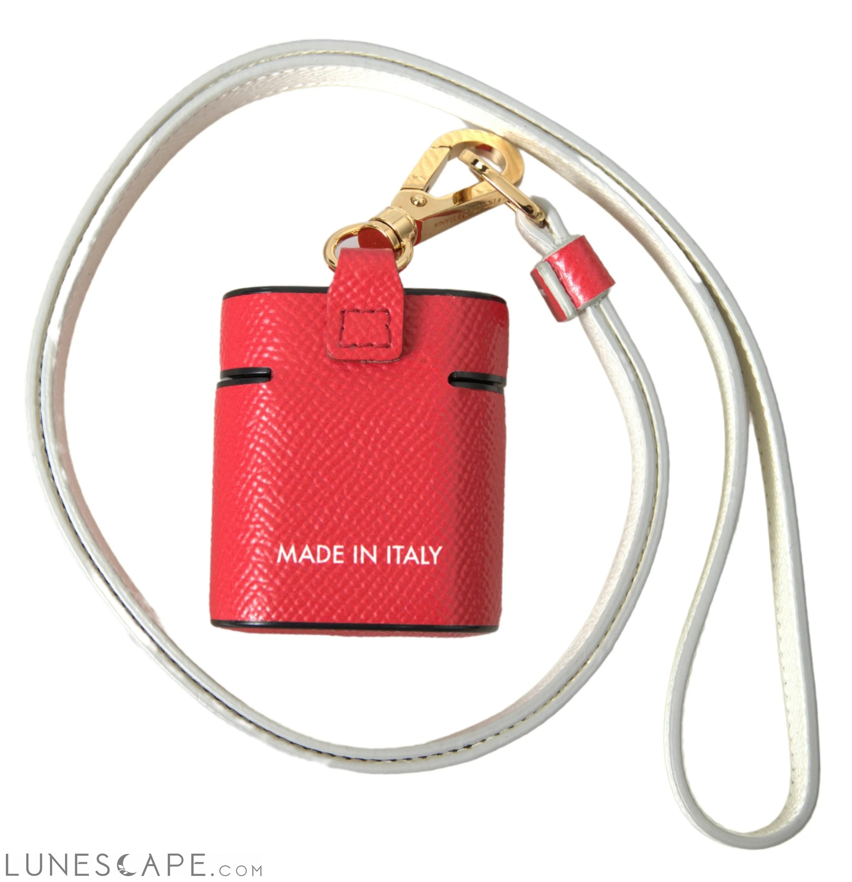 Dolce & Gabbana Elegant Red Calf Leather Airpods Case LUNESCAPE