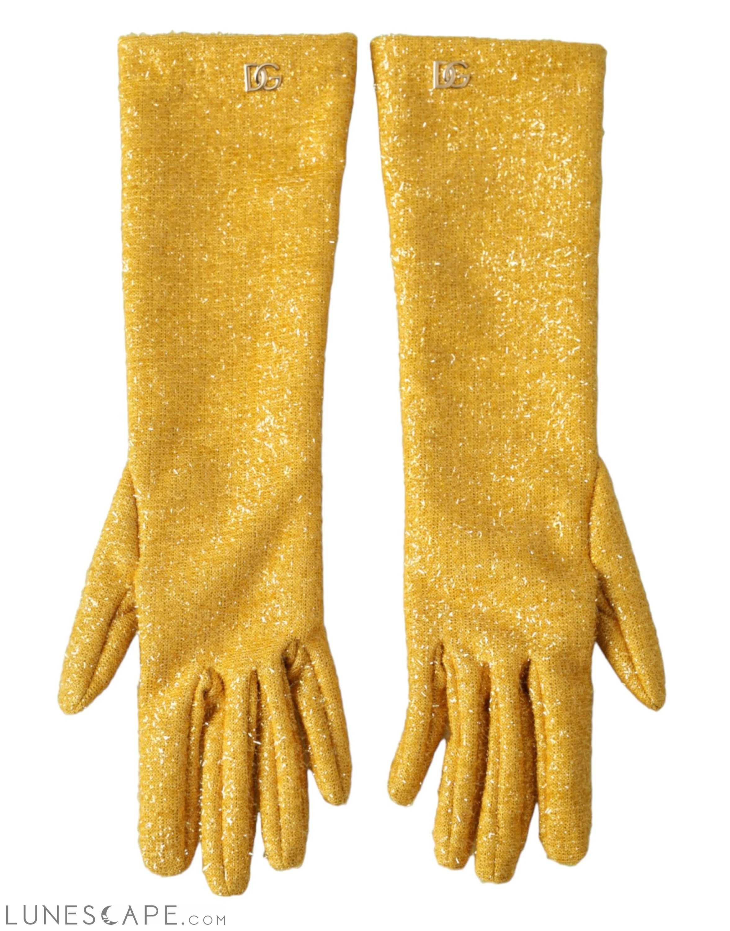Dolce & Gabbana Gold Lurex Fantasia Mid Arm Length Gloves LUNESCAPE