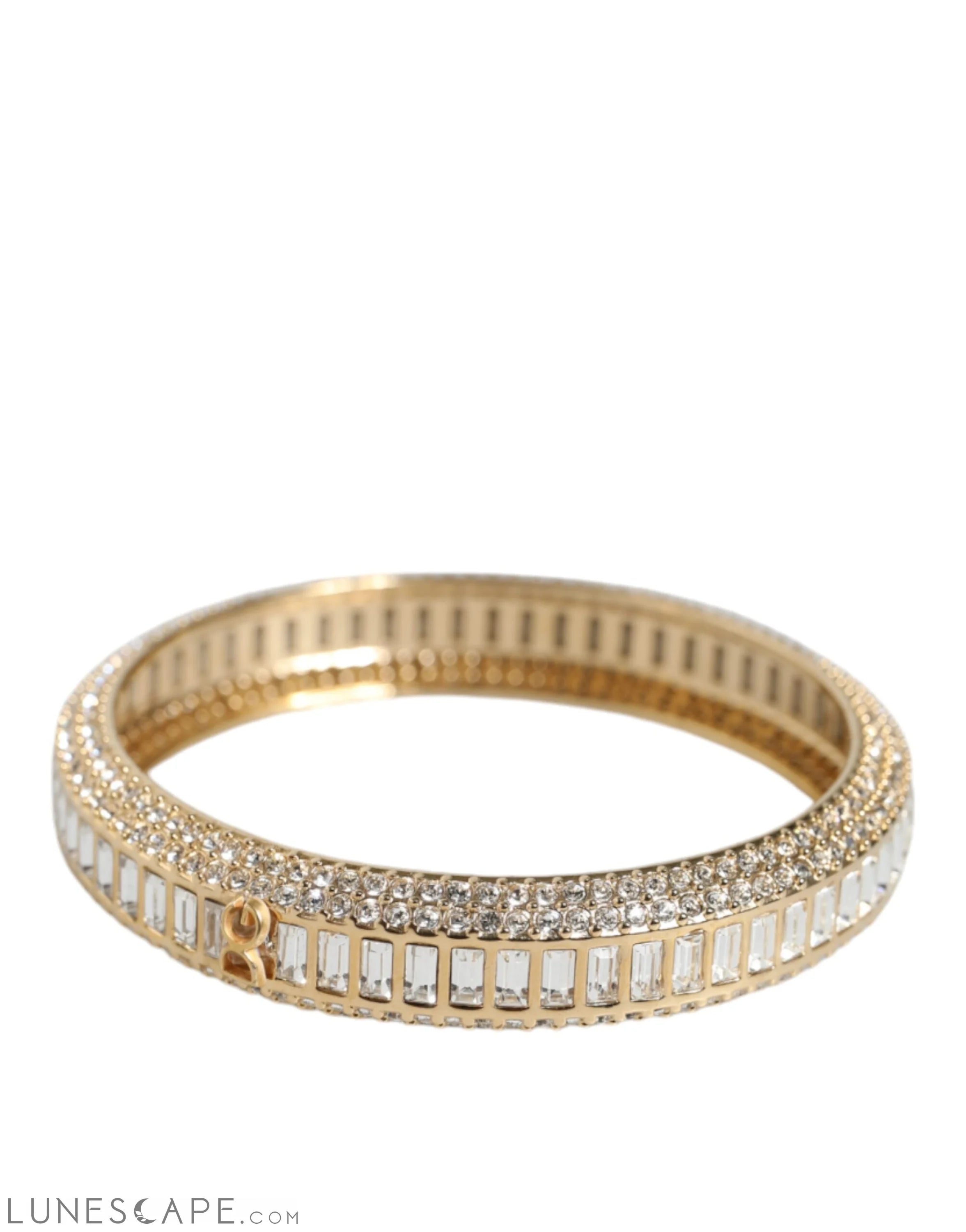 Dolce & Gabbana Gold Tone Brass Crystal Stass DG Round Bangle Bracelet LUNESCAPE