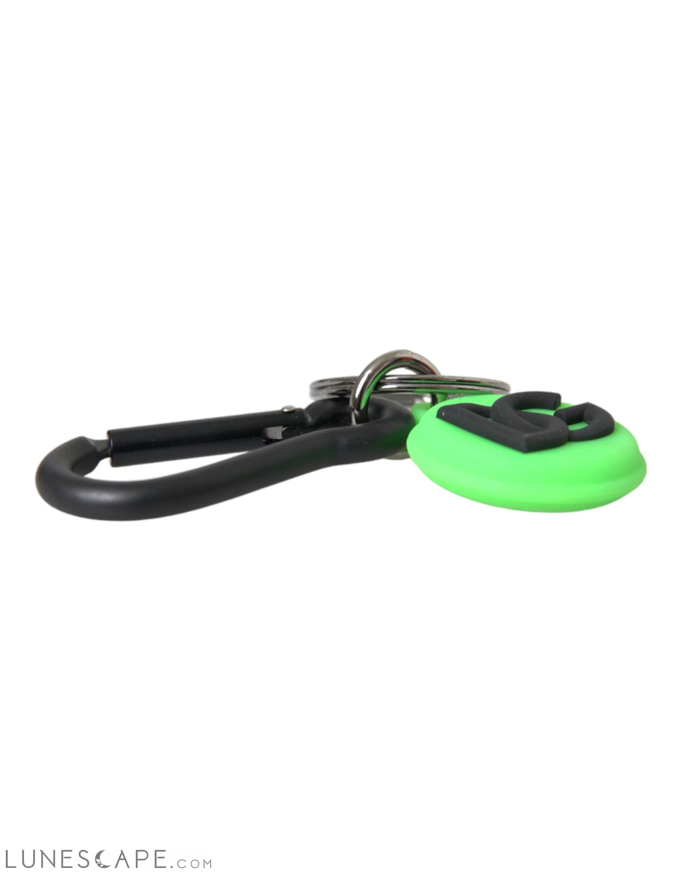 Dolce & Gabbana Green Rubber DG Logo Round Brass Metal Keychain LUNESCAPE