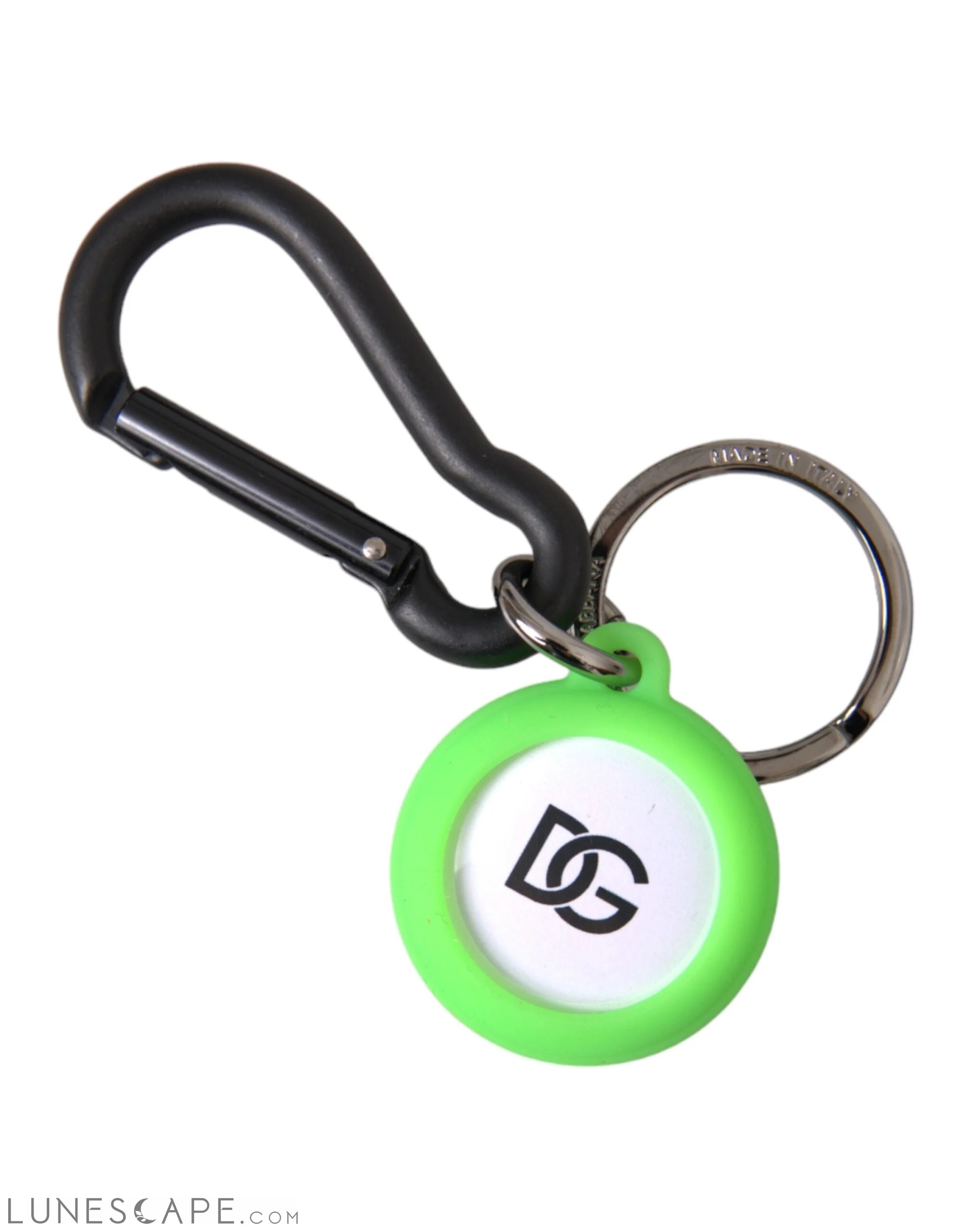 Dolce & Gabbana Green Rubber DG Logo Round Brass Metal Keychain LUNESCAPE