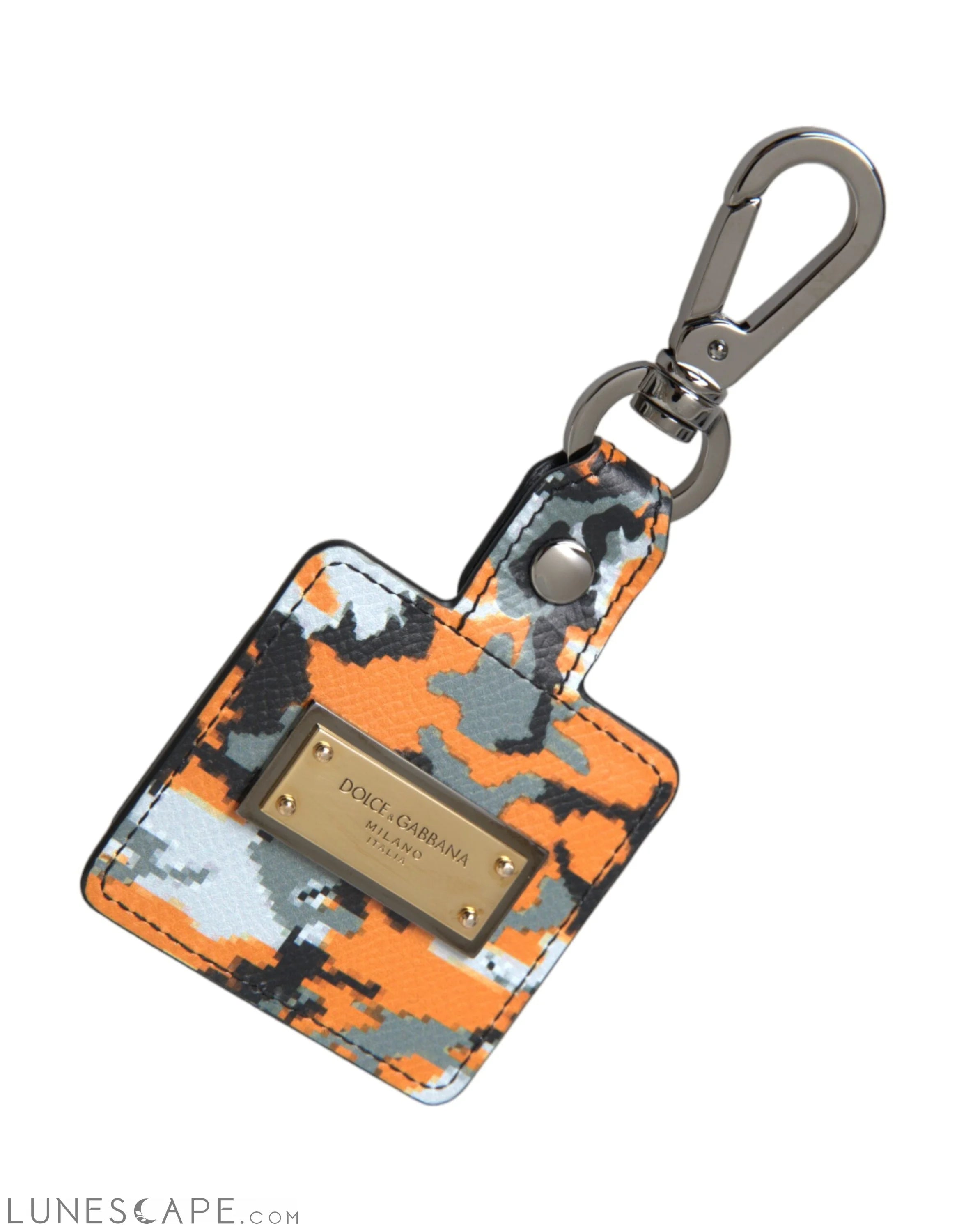 Dolce & Gabbana Multicolor Camouflage Print Leather Logo Metal Airpods Case LUNESCAPE