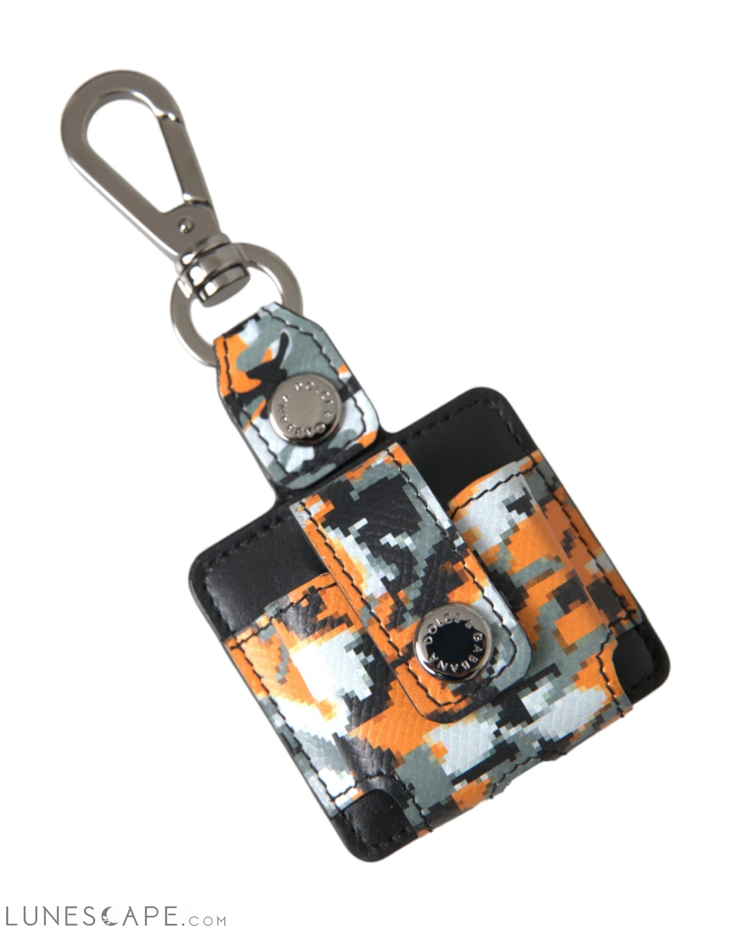 Dolce & Gabbana Multicolor Camouflage Print Leather Logo Metal Airpods Case LUNESCAPE