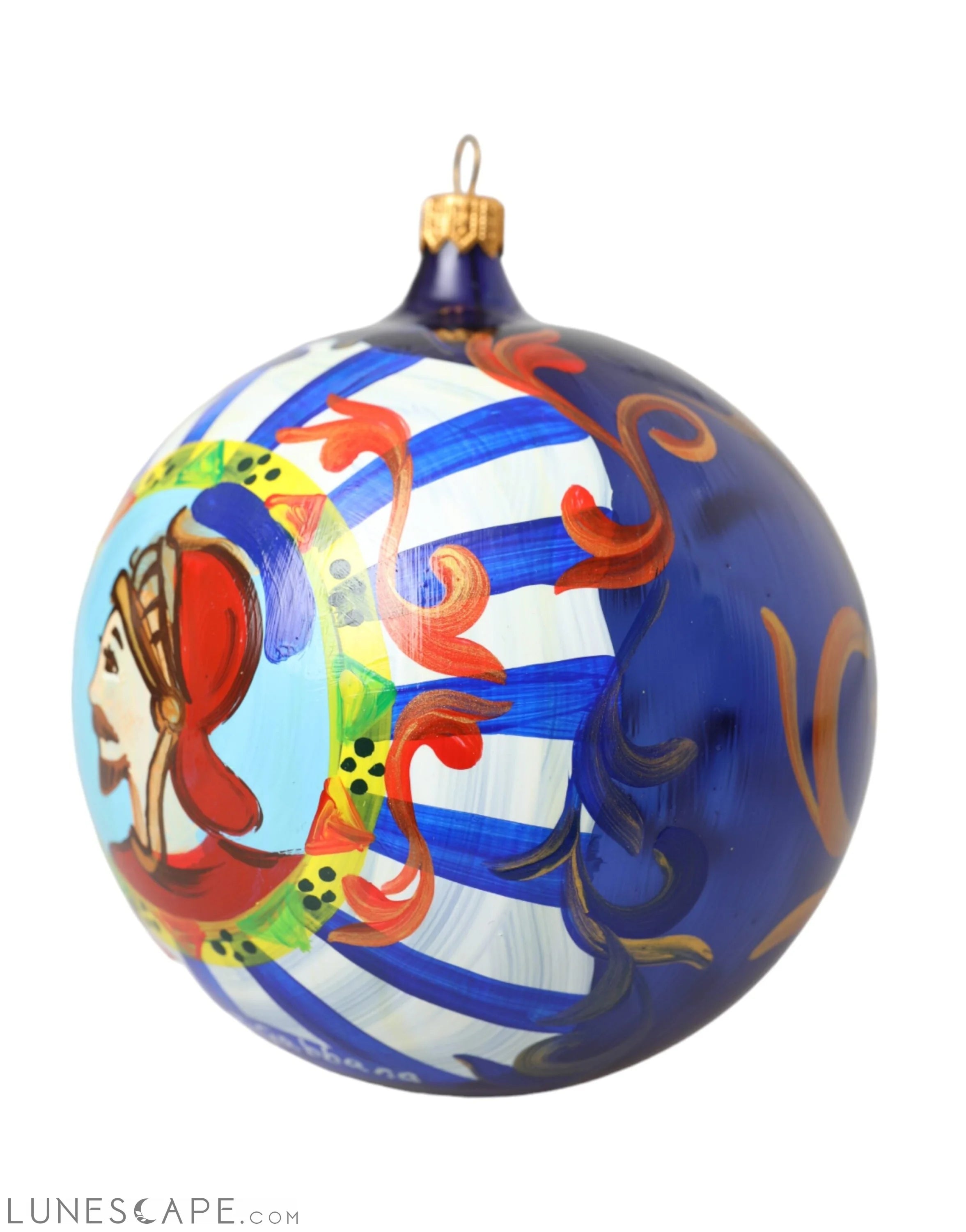 Dolce & Gabbana Multicolor Carretto Print Round Ornament Christmas Ball LUNESCAPE