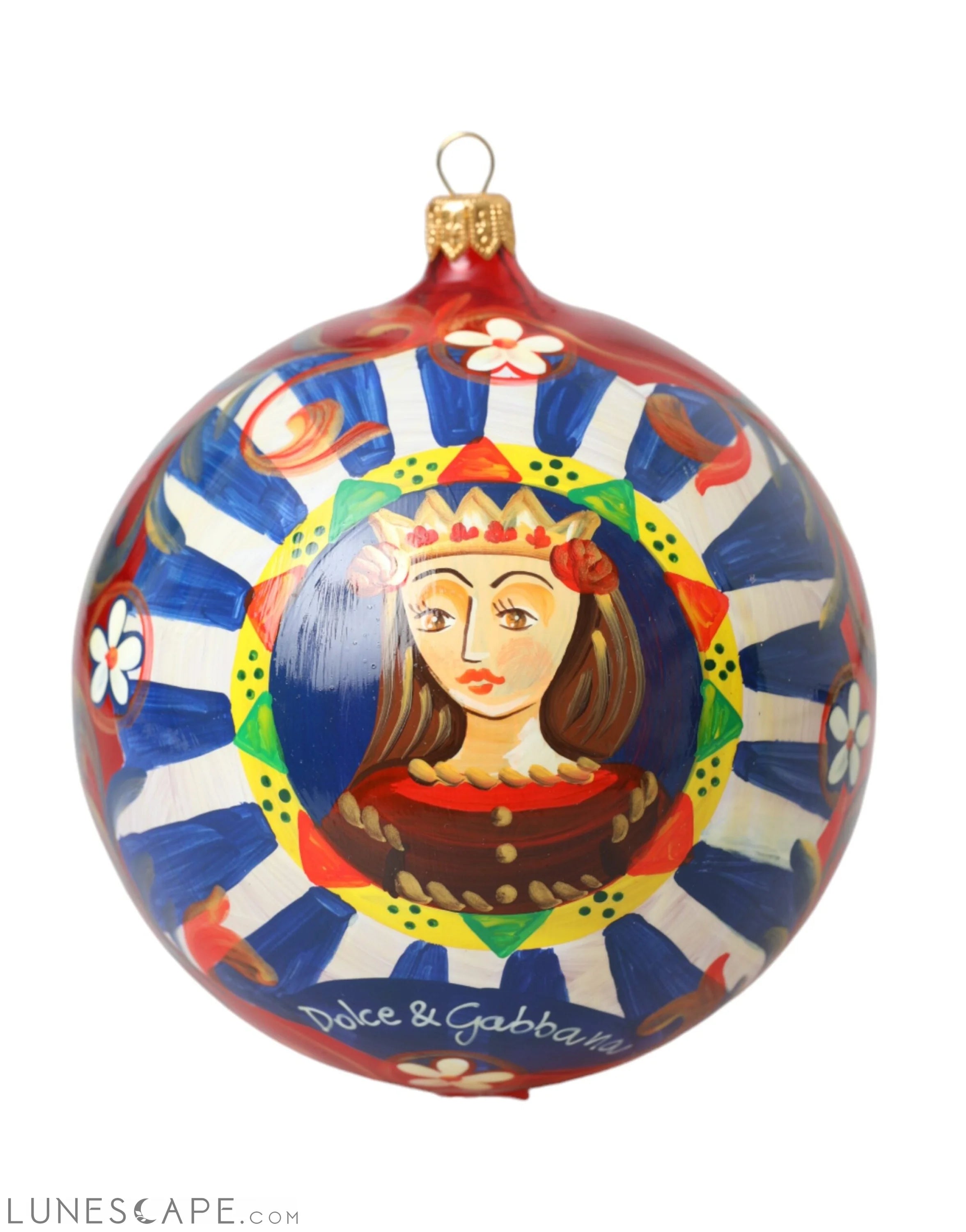 Dolce & Gabbana Multicolor Carretto Print Round Ornament Christmas Ball LUNESCAPE