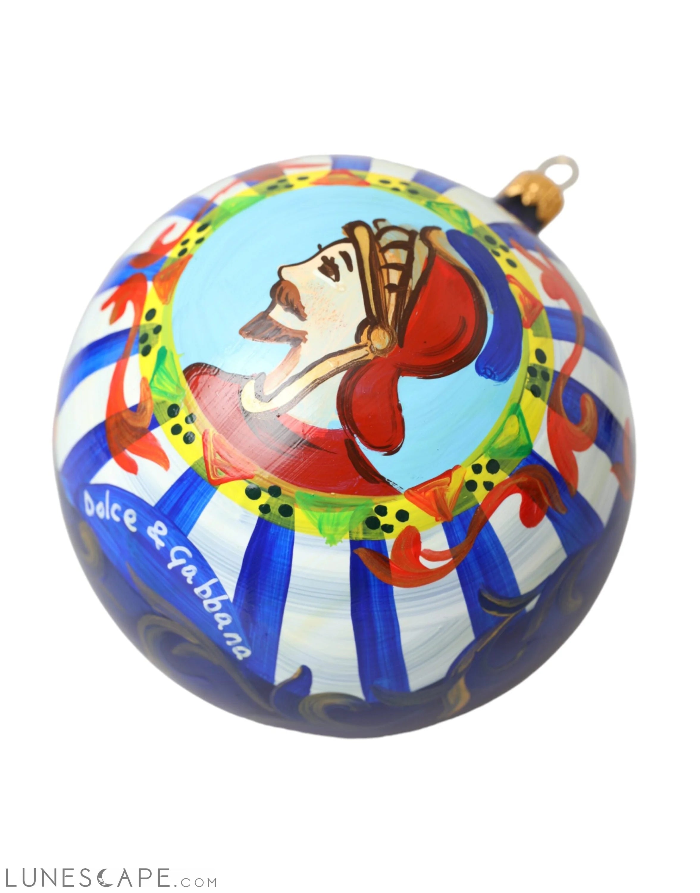 Dolce & Gabbana Multicolor Carretto Print Round Ornament Christmas Ball LUNESCAPE