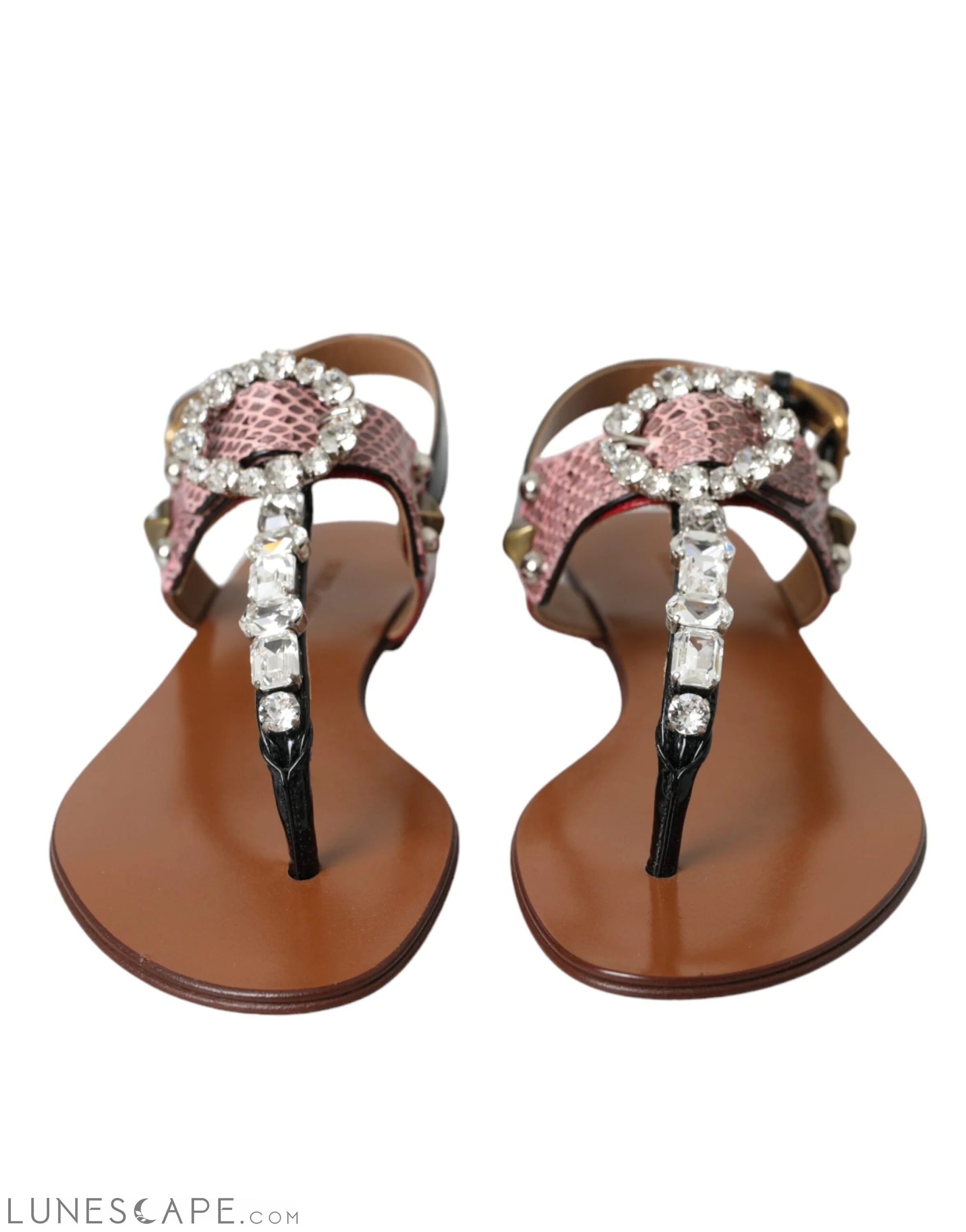 Dolce & Gabbana Multicolor Crystal Sandals Flip Flops Shoes LUNESCAPE
