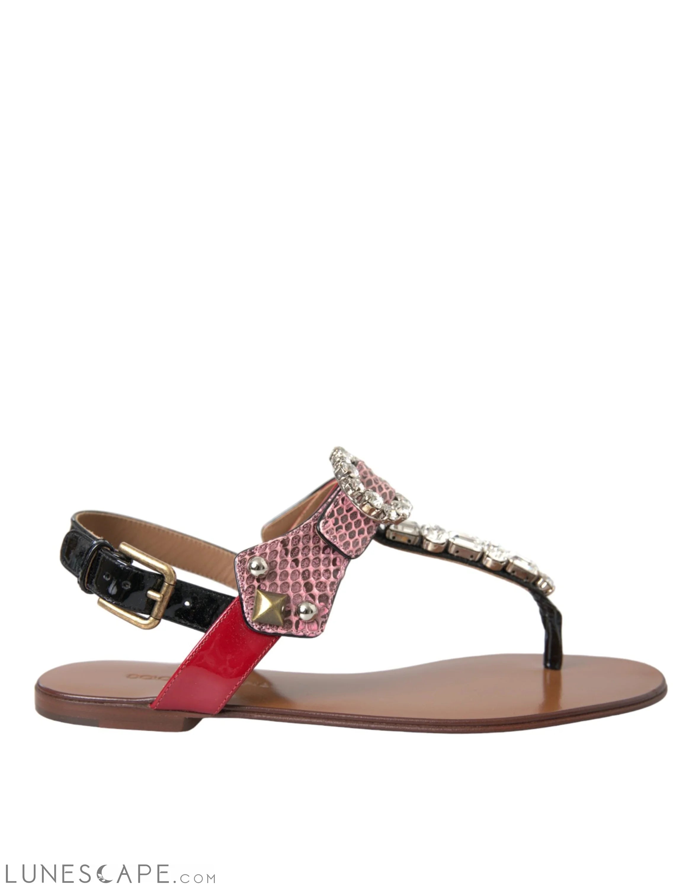 Dolce & Gabbana Multicolor Crystal Sandals Flip Flops Shoes LUNESCAPE